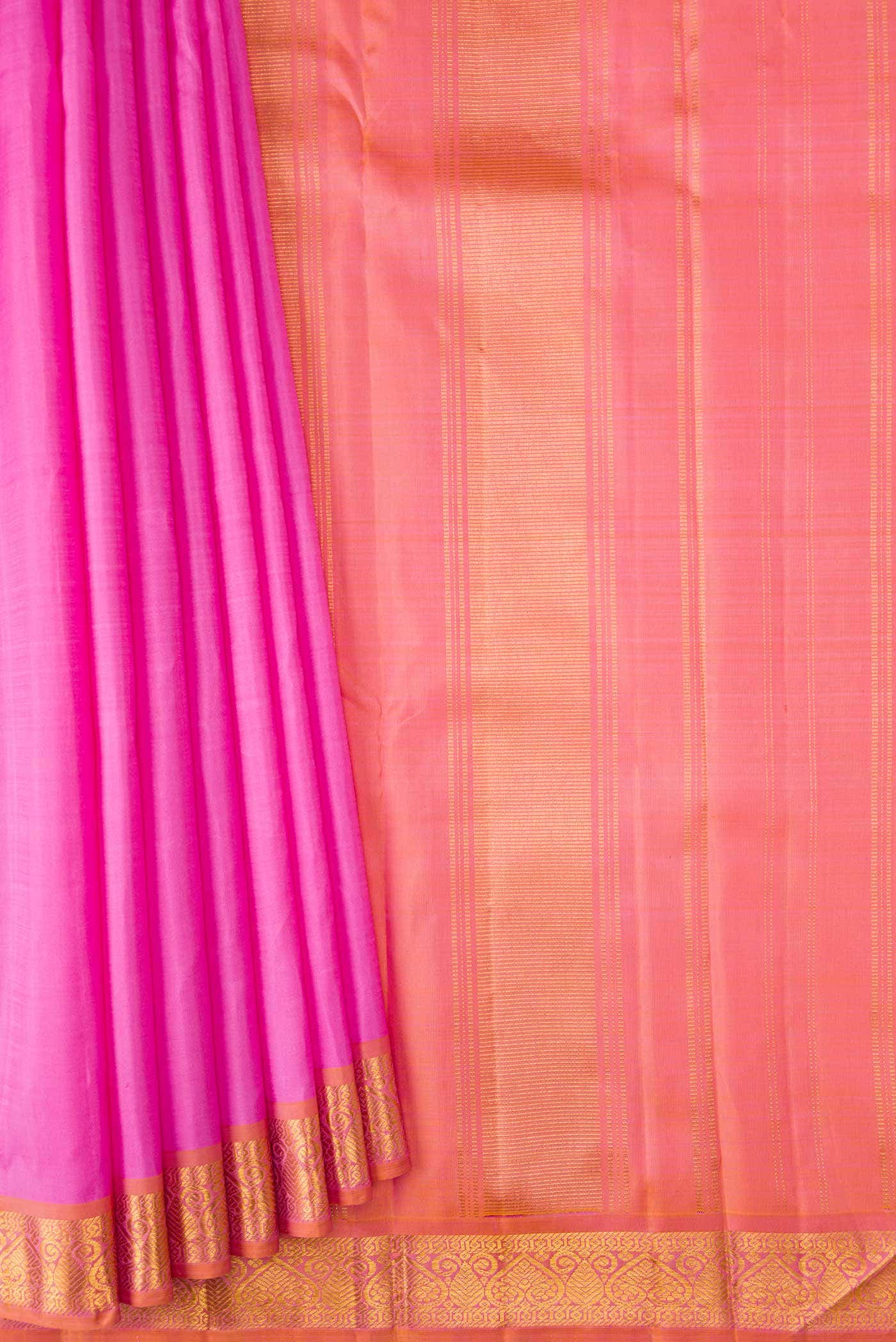 Pure Silk Pure Zari Pink Dual Tone Kanchipuram Saree