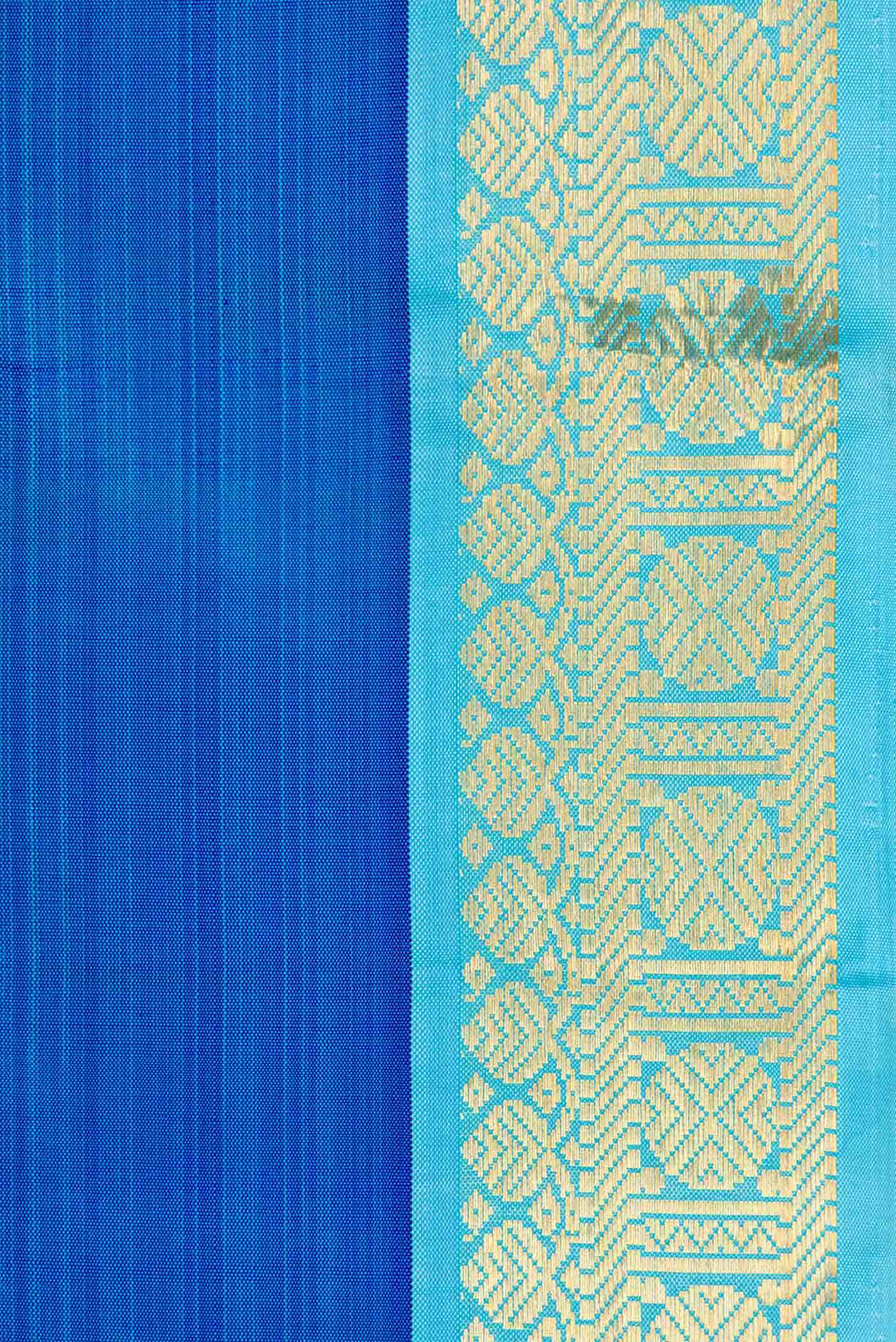 Pure Silk Pure Zari Peacock Blue Dual Tone Kanchipuram Saree