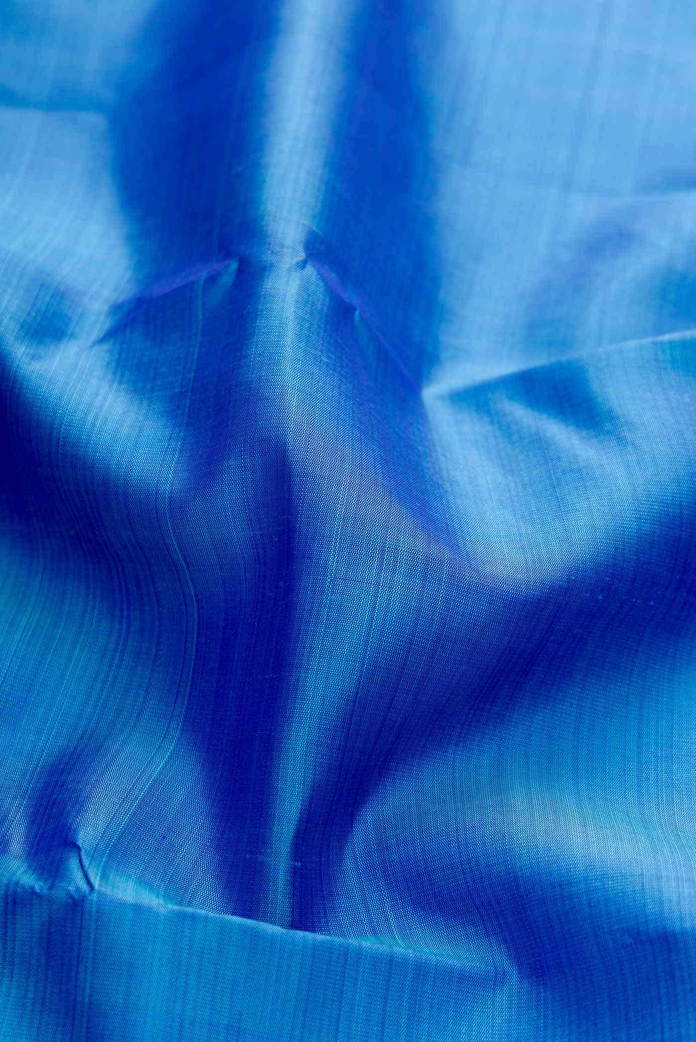 Pure Silk Pure Zari Peacock Blue Dual Tone Kanchipuram Saree
