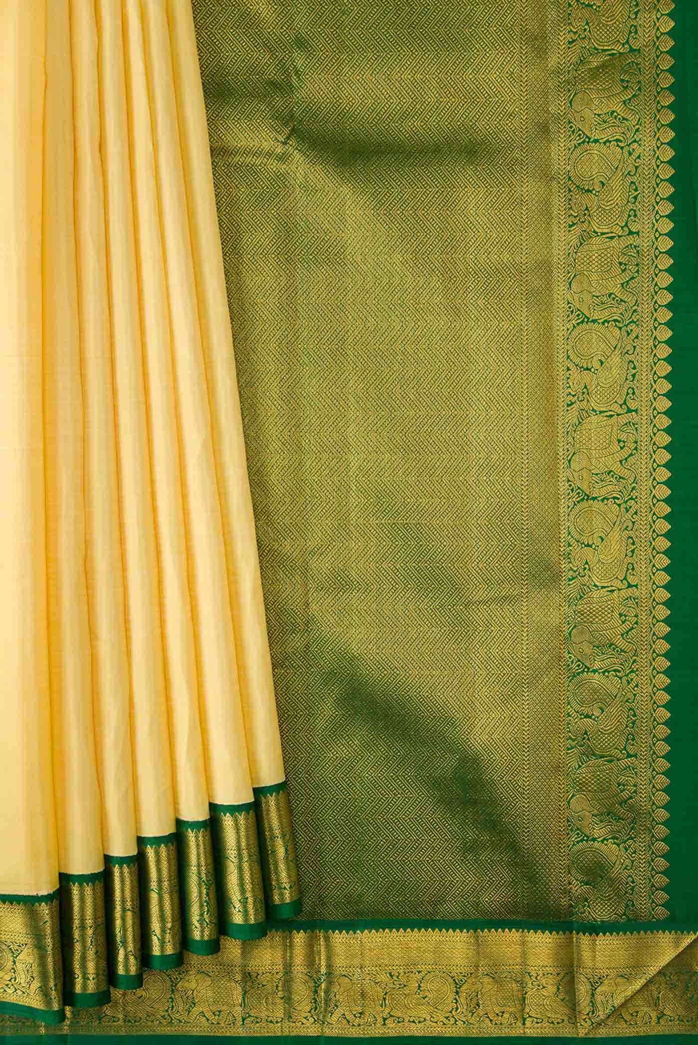 Pure Silk Pure Zari Sandal Dual Tone Kanchipuram Saree