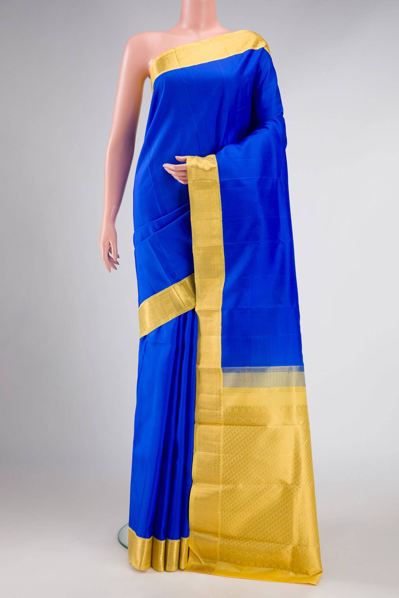Pure Silk Pure Zari Royal Blue Dual Tone Kanchipuram Saree