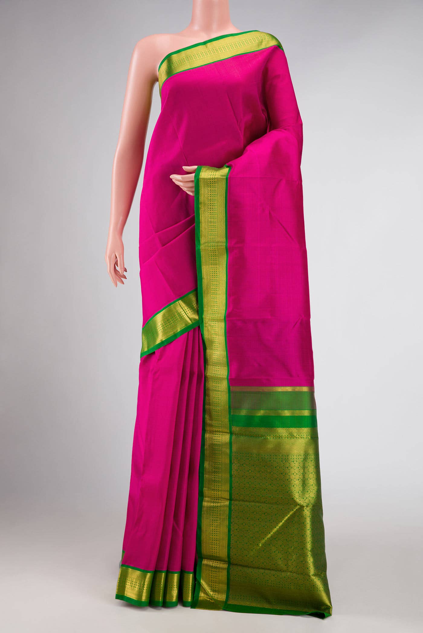Pure Silk Pure Zari Pink Dual Tone Kanchipuram Saree