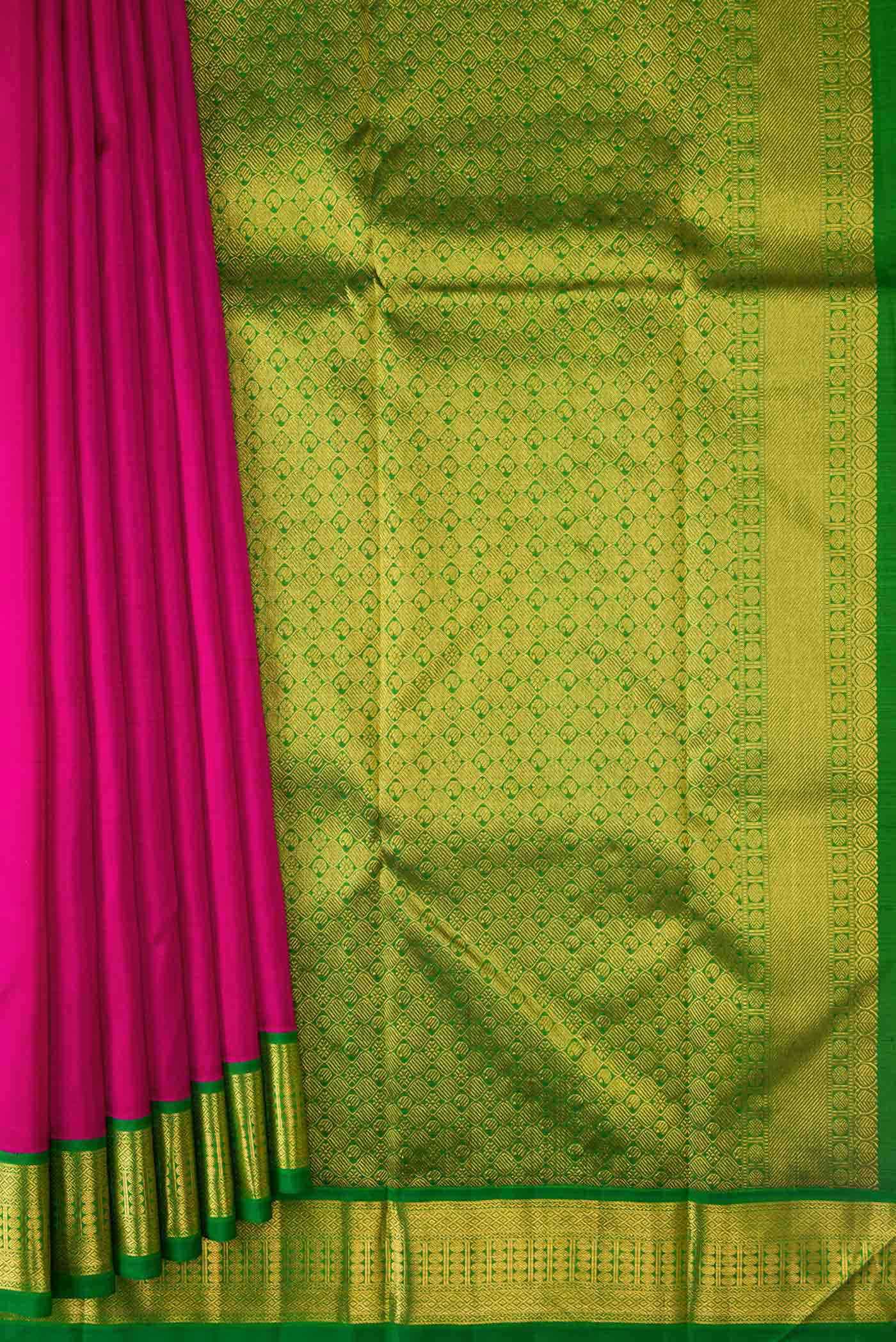 Pure Silk Pure Zari Pink Dual Tone Kanchipuram Saree