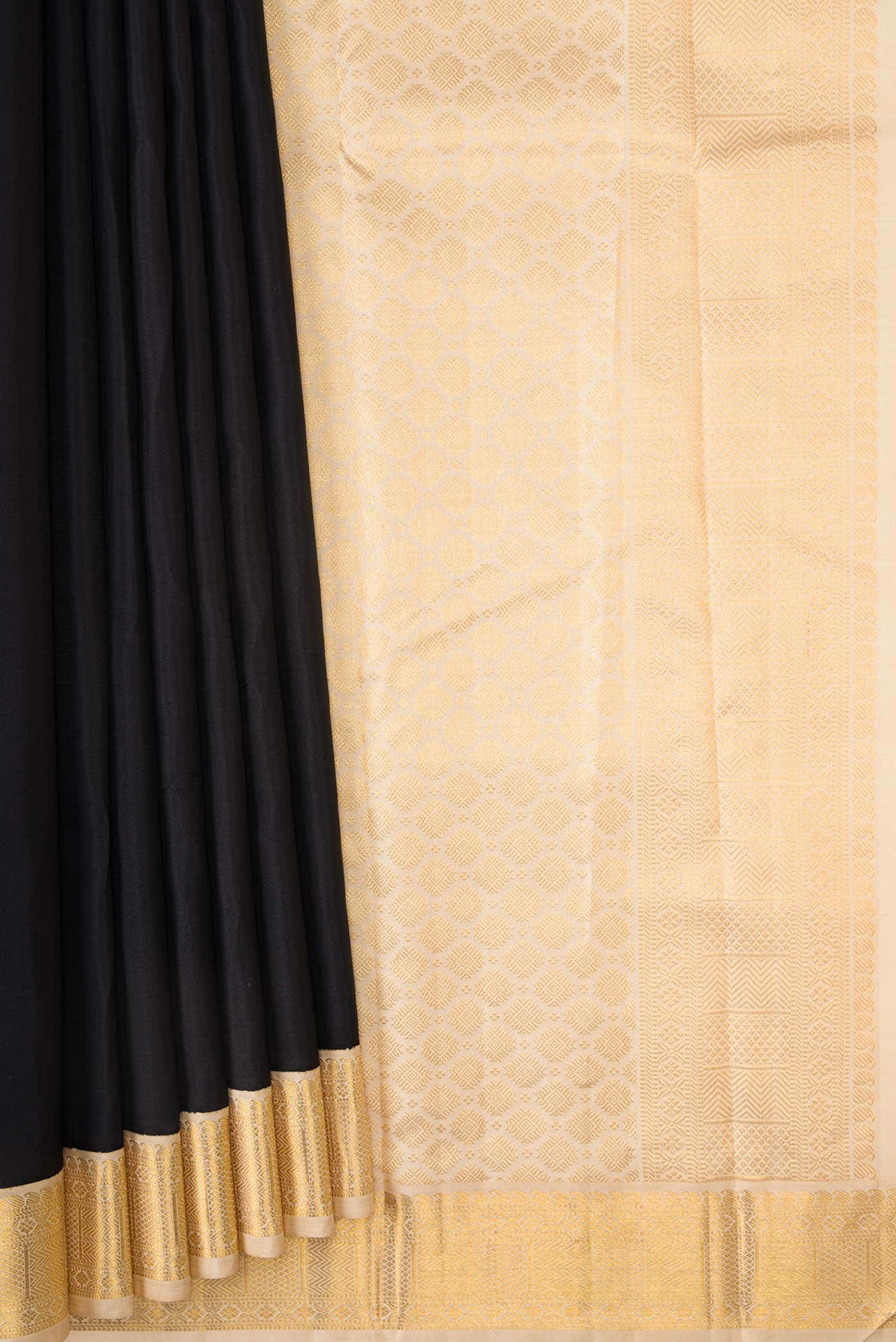 Pure Silk Pure Zari Black Kanchipuram Saree