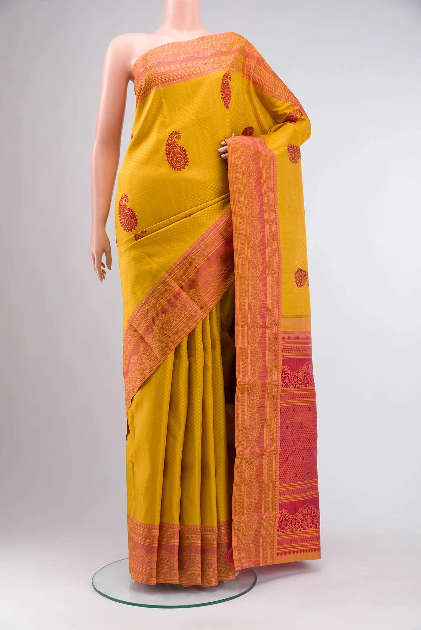 Yellow Kanchipuram Silk Saree