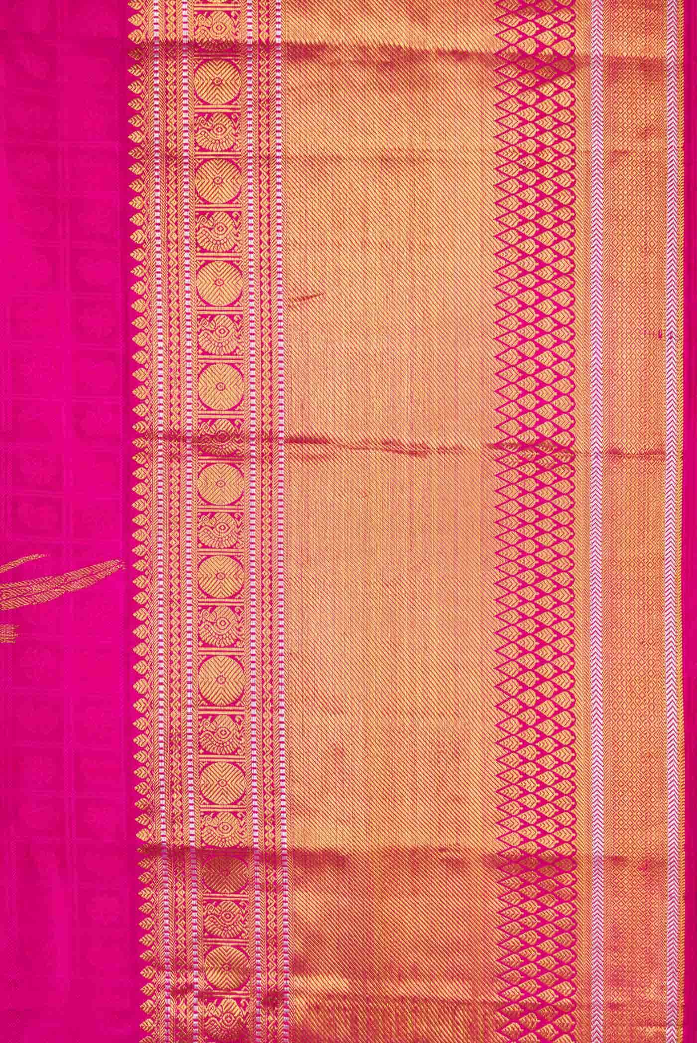 Pure Silk Pure Zari Pink Dual Tone Kanchipuram Saree