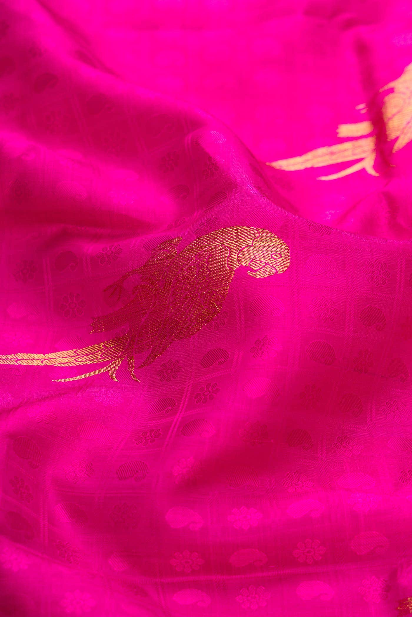 Pure Silk Pure Zari Pink Dual Tone Kanchipuram Saree