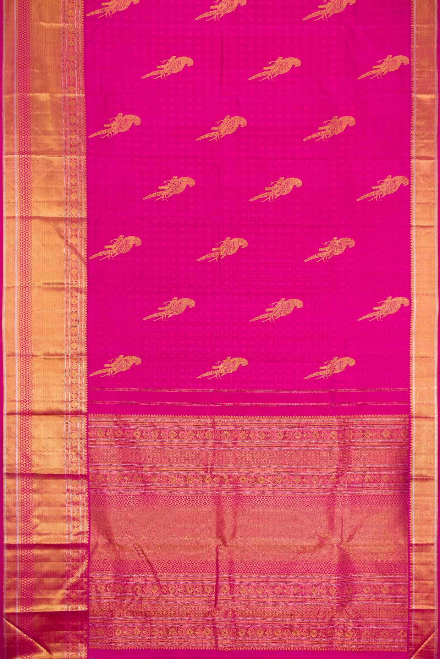 Pure Silk Pure Zari Pink Dual Tone Kanchipuram Saree