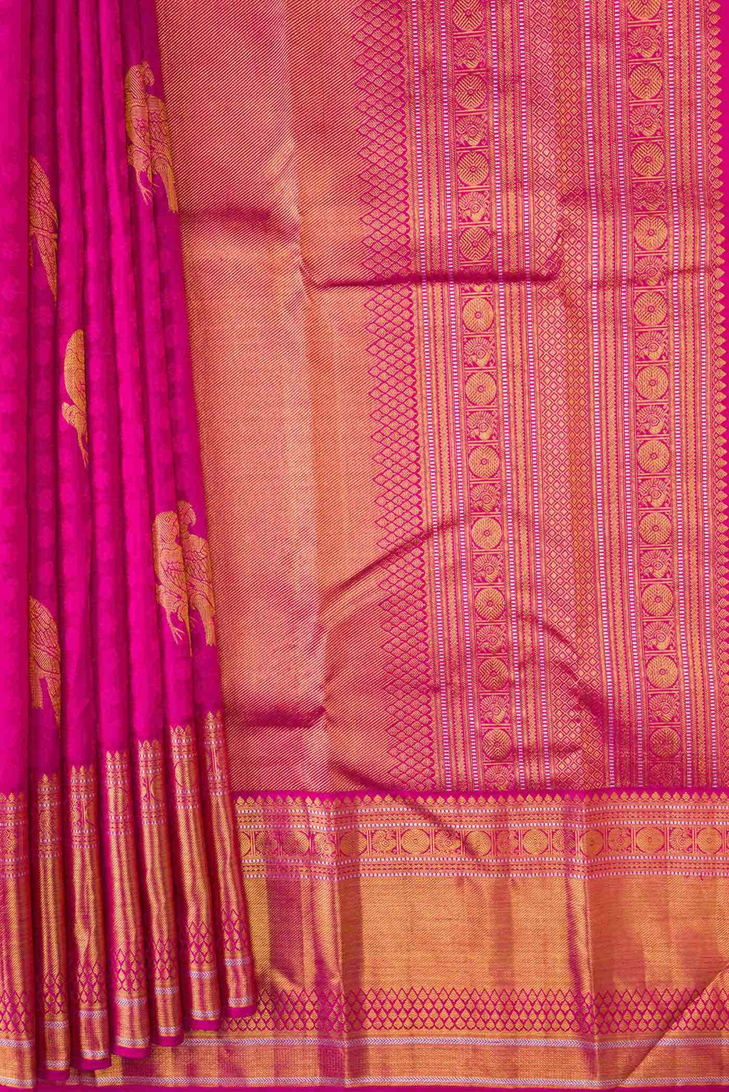 Pure Silk Pure Zari Pink Dual Tone Kanchipuram Saree