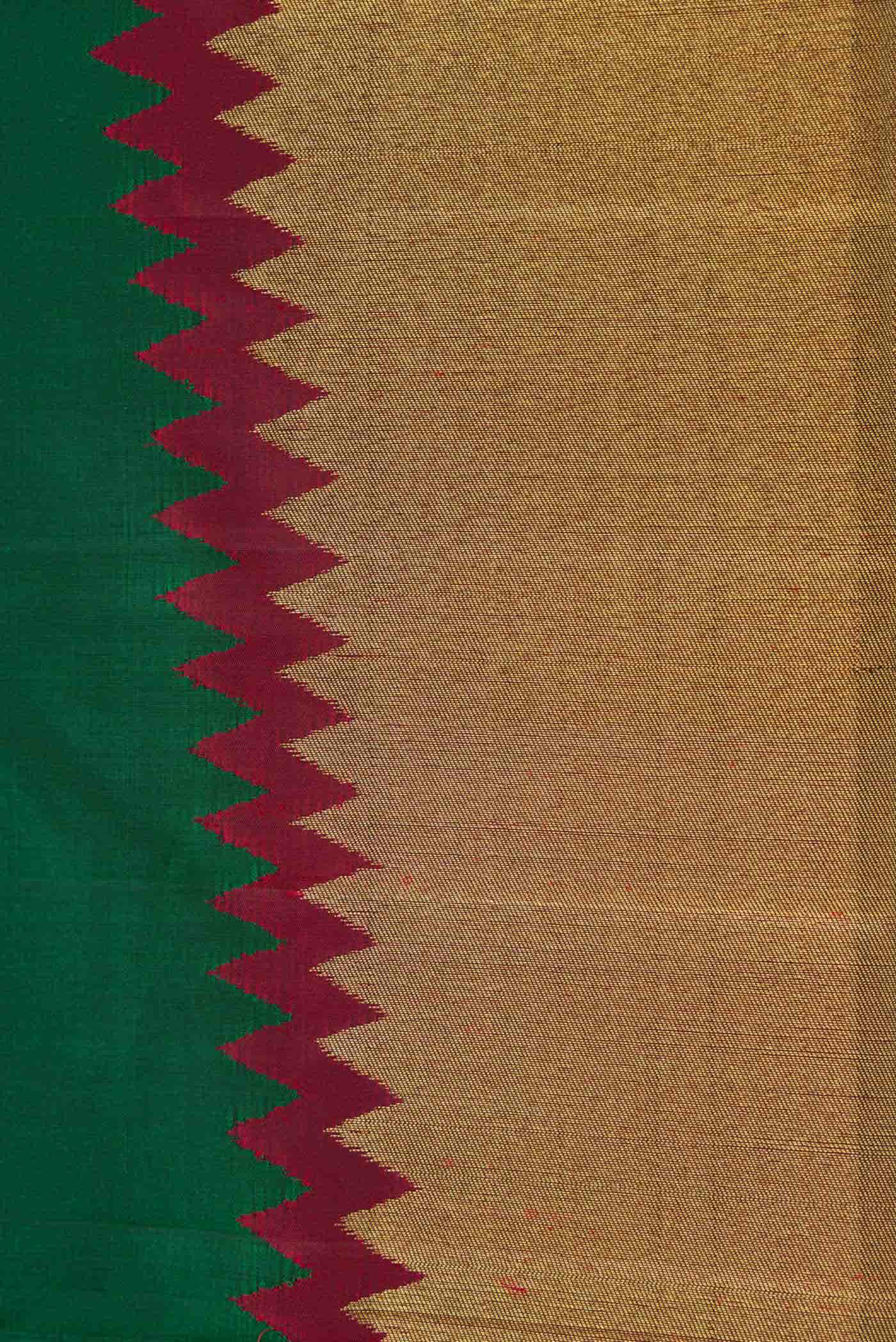 Pure Silk Pure Zari Bottle Green Dual Tone Kanchipuram Saree