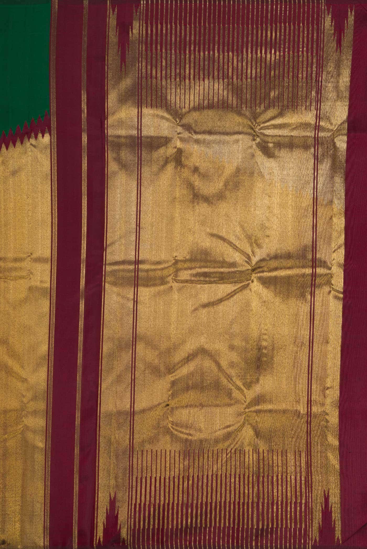 Pure Silk Pure Zari Bottle Green Dual Tone Kanchipuram Saree