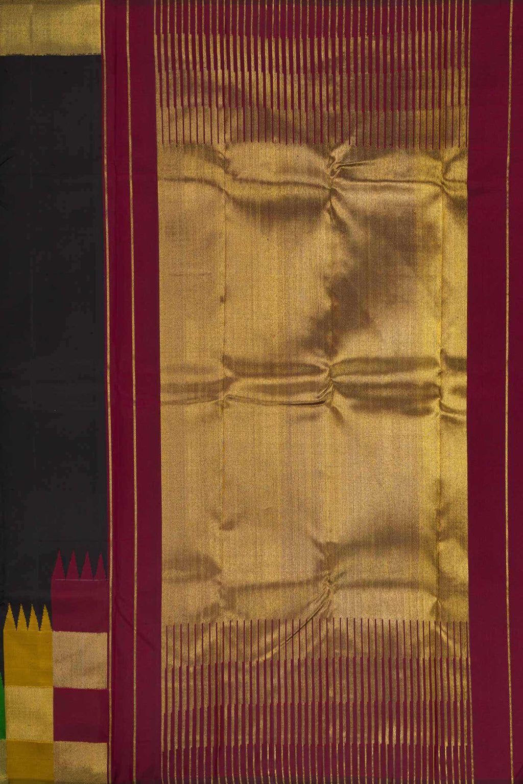 Pure Silk Pure Zari Black Dual Tone Kanchipuram Saree