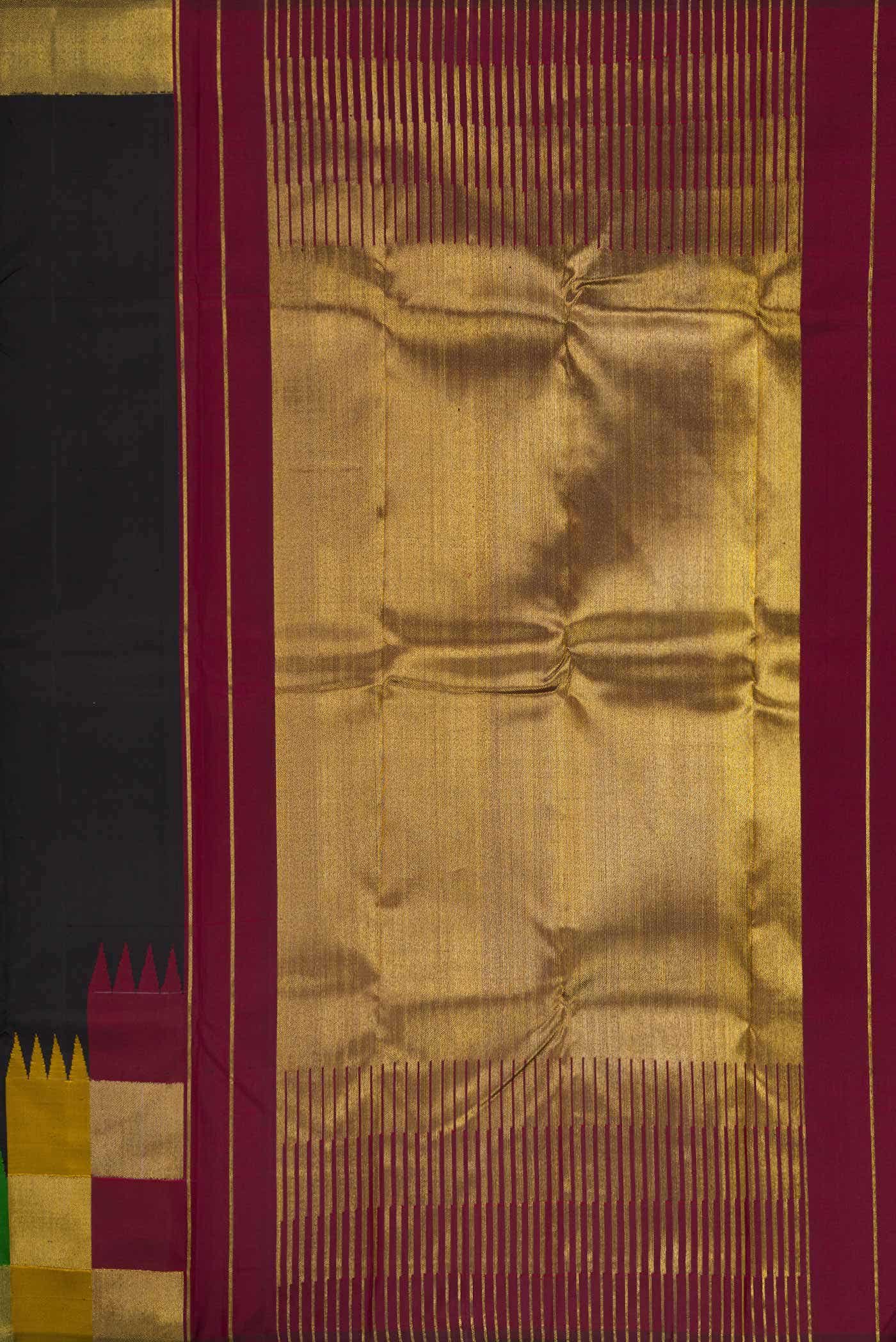 Pure Silk Pure Zari Black Dual Tone Kanchipuram Saree