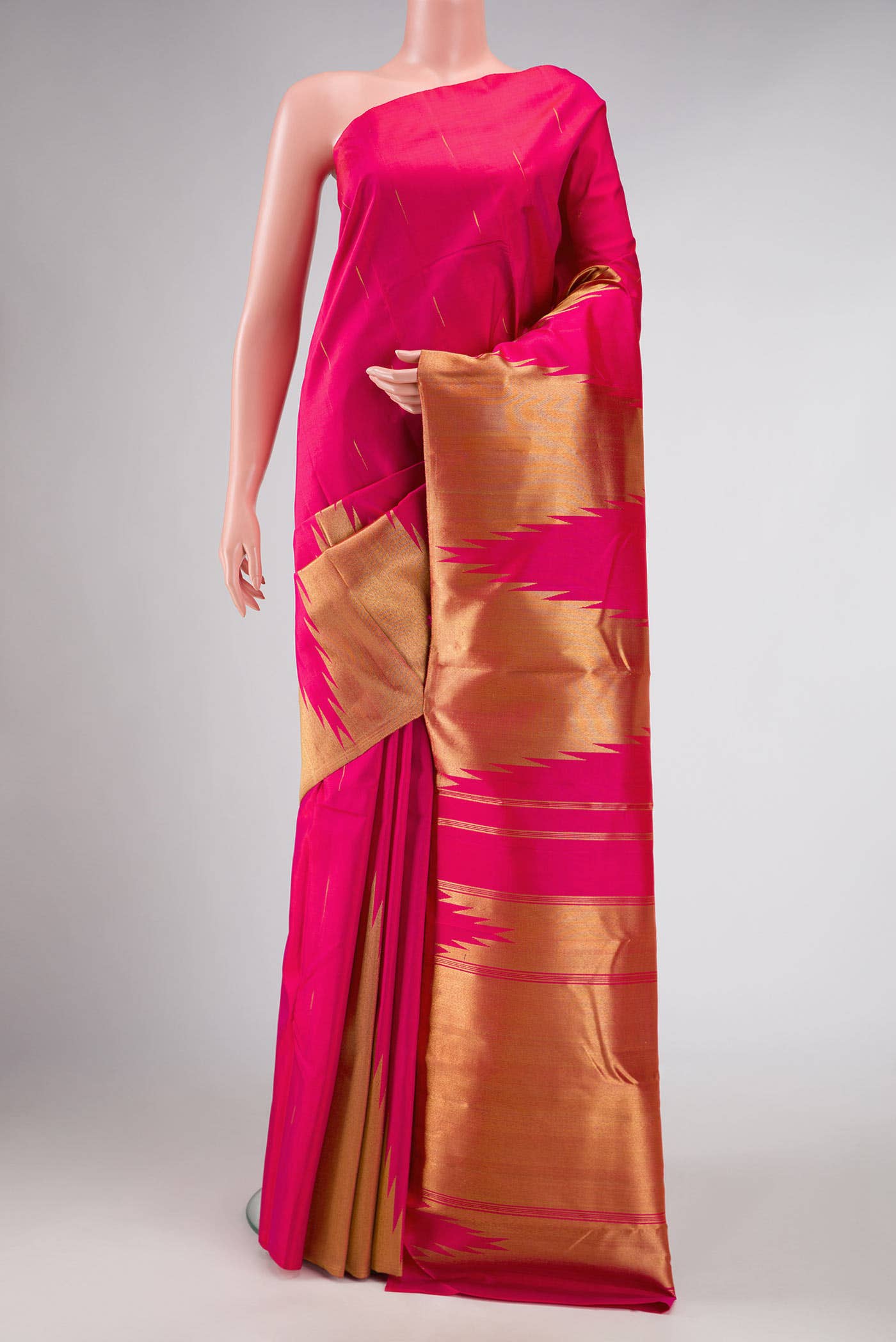 Pure Silk Pure Zari Pink Dual Tone Kanchipuram Saree