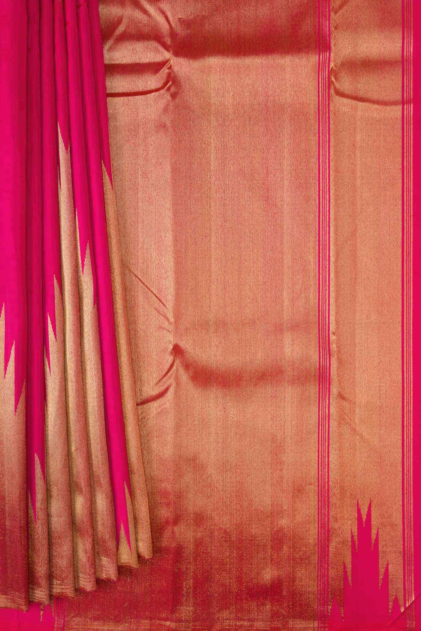 Pure Silk Pure Zari Pink Dual Tone Kanchipuram Saree