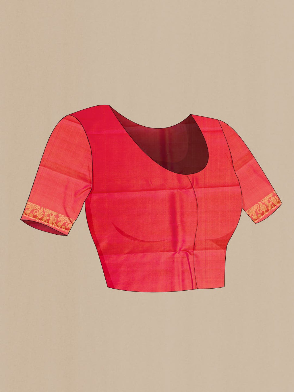 Pure Silk Pure Zari Coral Dual Tone Kanchipuram Saree