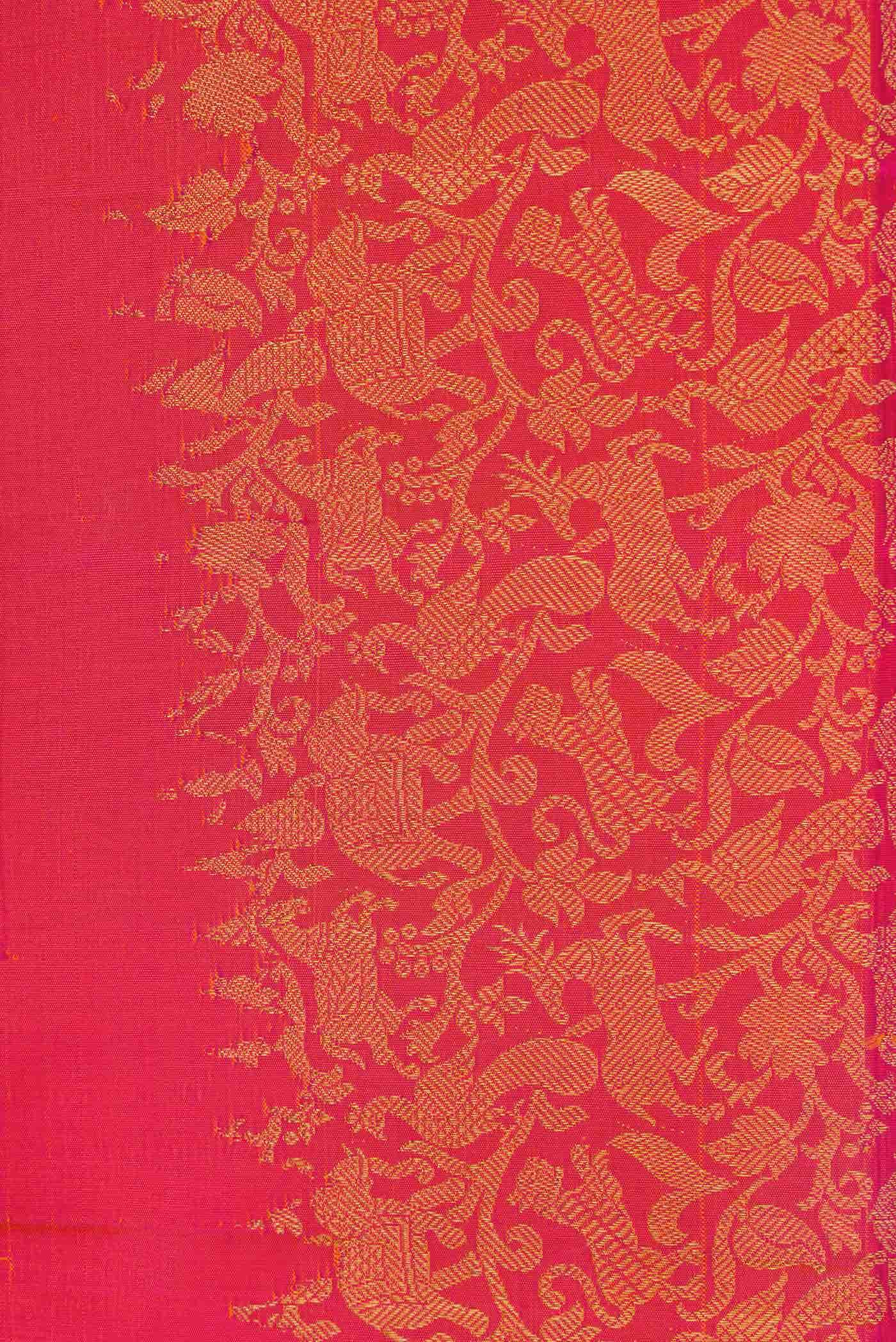 Pure Silk Pure Zari Coral Dual Tone Kanchipuram Saree