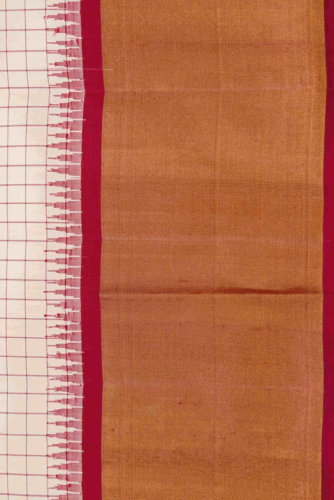 Pure Silk Pure Zari Cream Dual Tone Kanchipuram Saree
