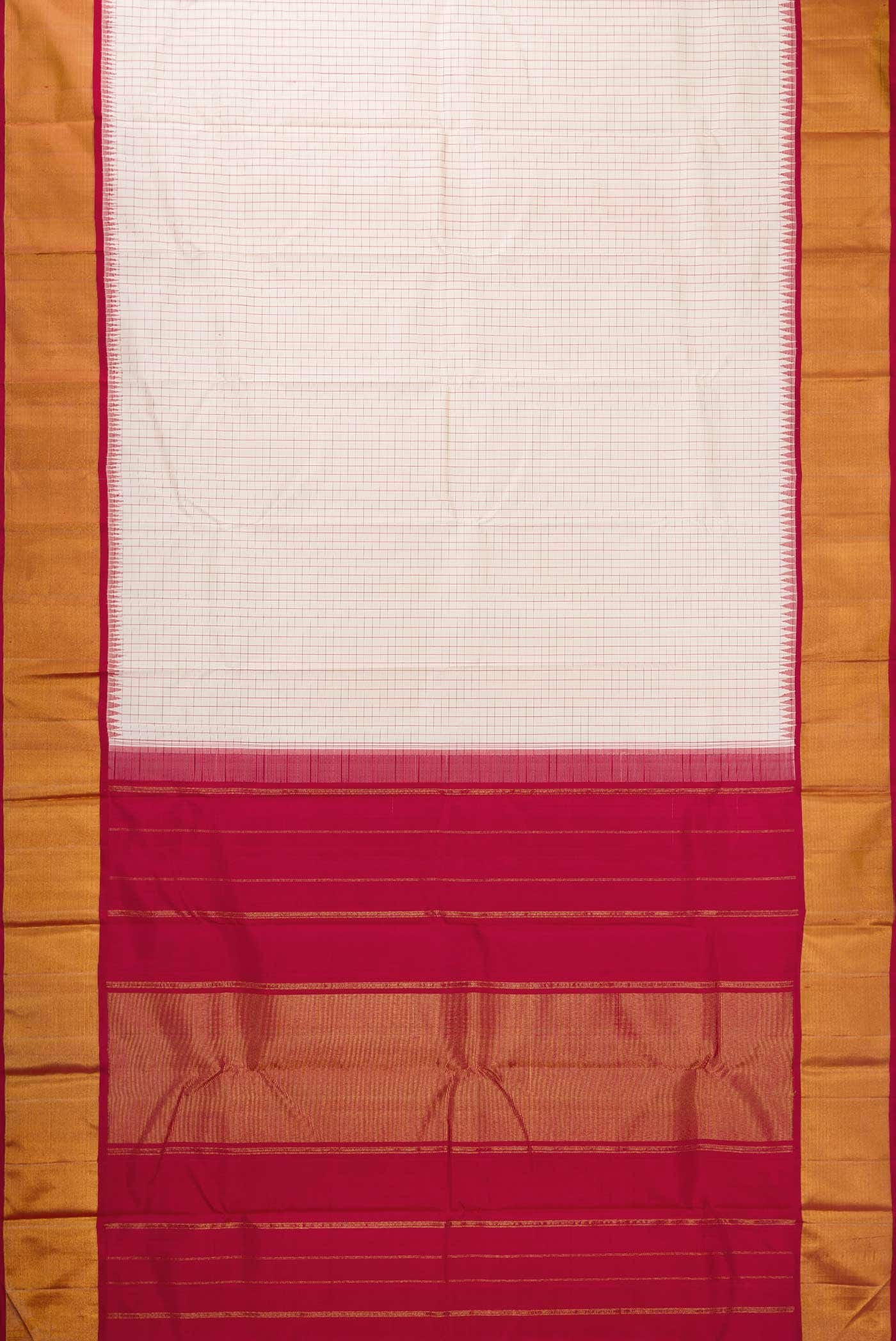 Pure Silk Pure Zari Cream Dual Tone Kanchipuram Saree