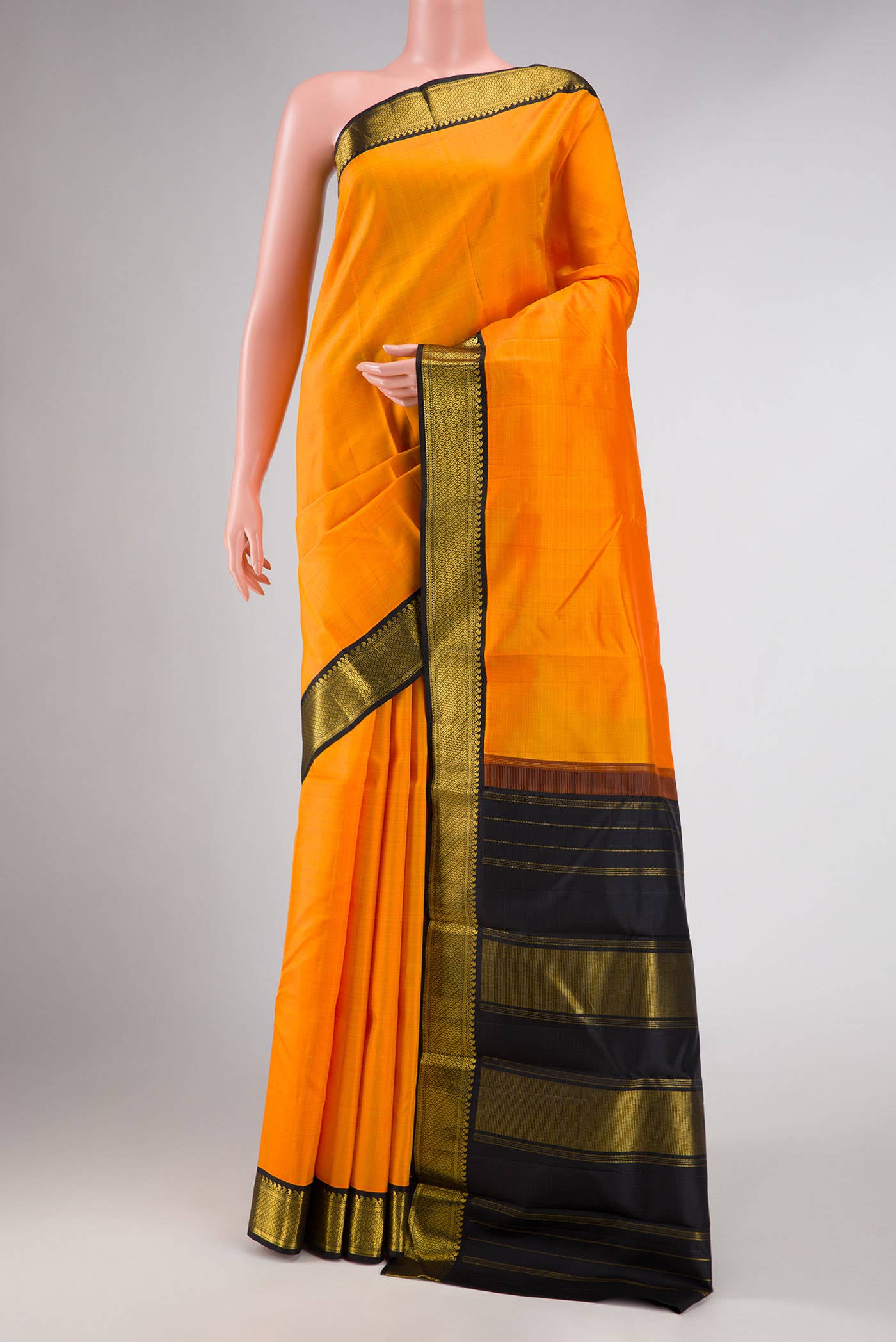 Pure Silk Pure Zari Yellow Dual Tone Kanchipuram Saree