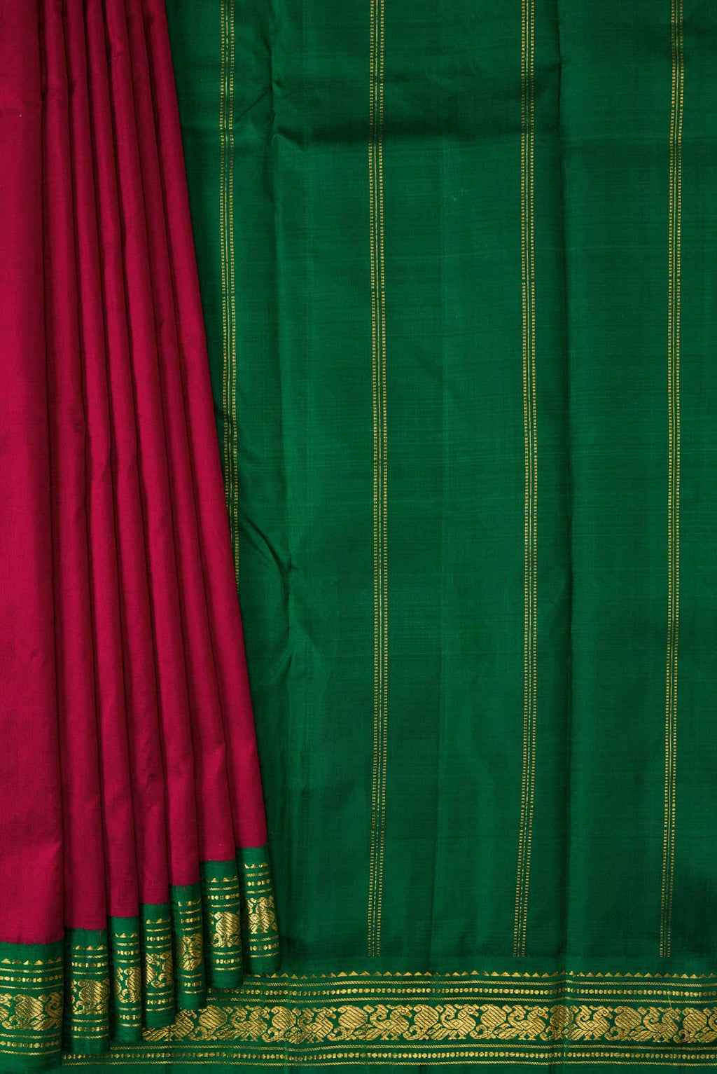 Pure Silk Pure Zari Maroon Dual Tone Kanchipuram Saree
