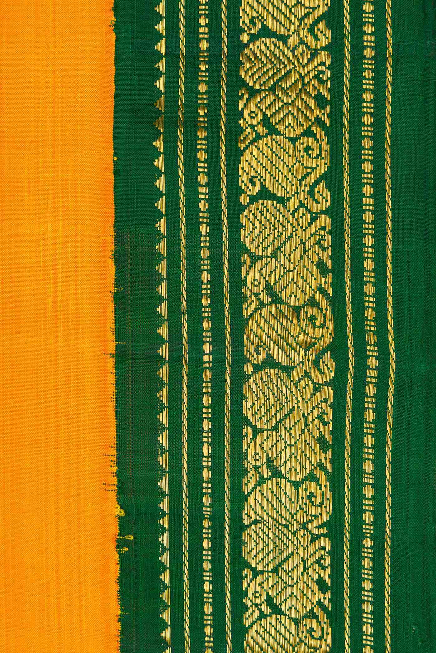 Pure Silk Pure Zari Yellow Dual Tone Kanchipuram Saree