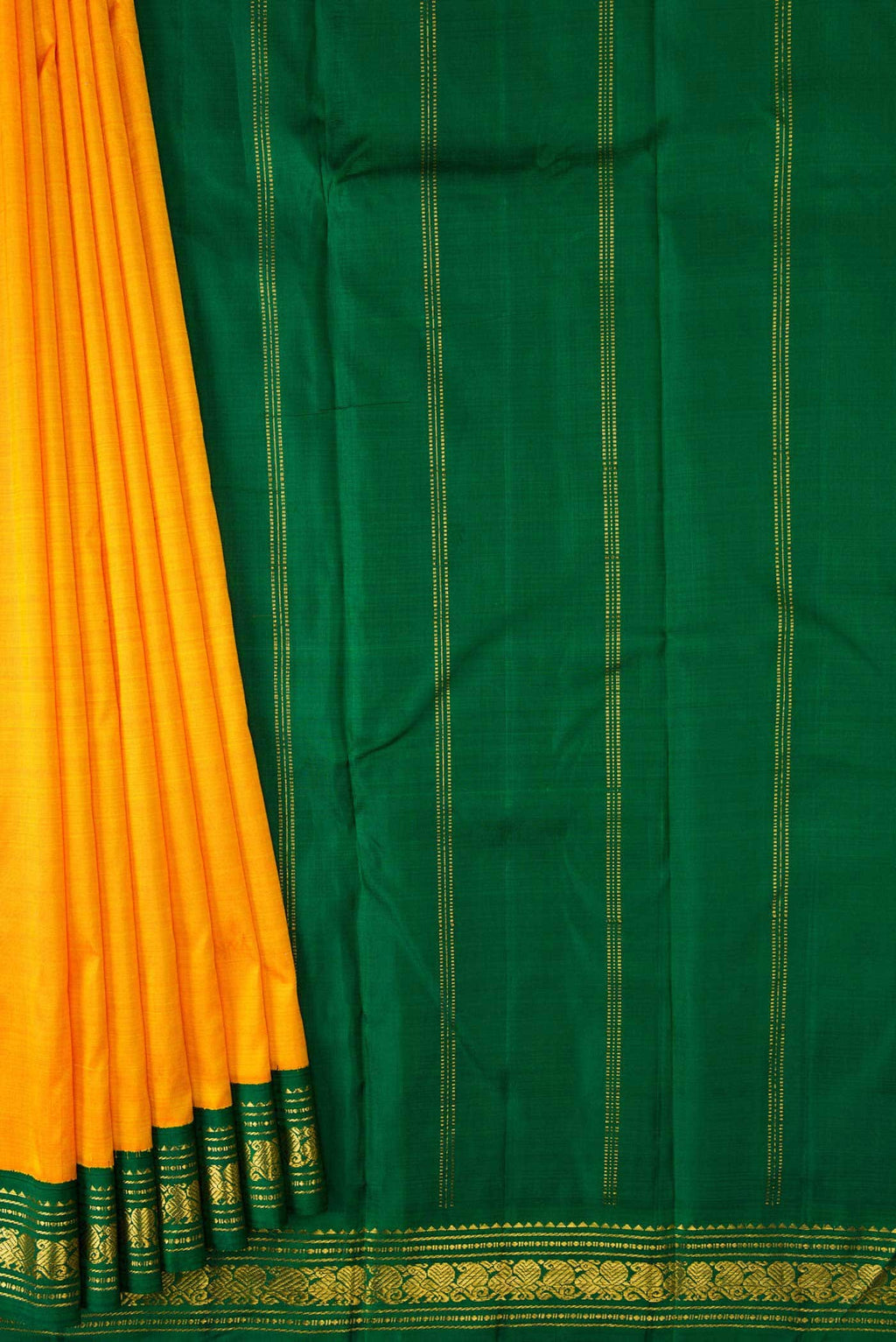 Pure Silk Pure Zari Yellow Dual Tone Kanchipuram Saree