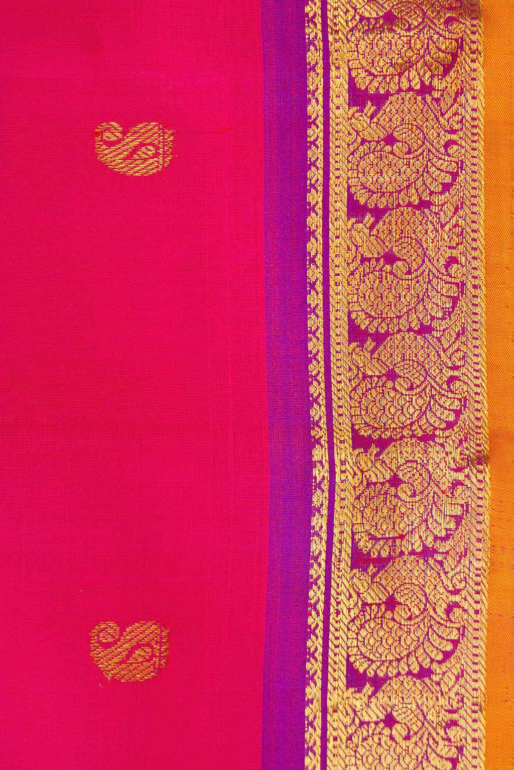 Pure Silk Pure Zari Dark Pink Dual Tone Kanchipuram Saree