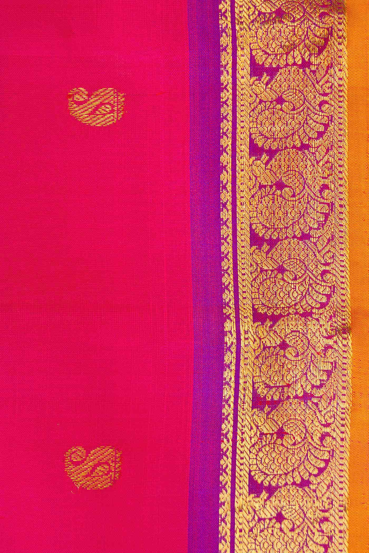 Pure Silk Pure Zari Dark Pink Dual Tone Kanchipuram Saree