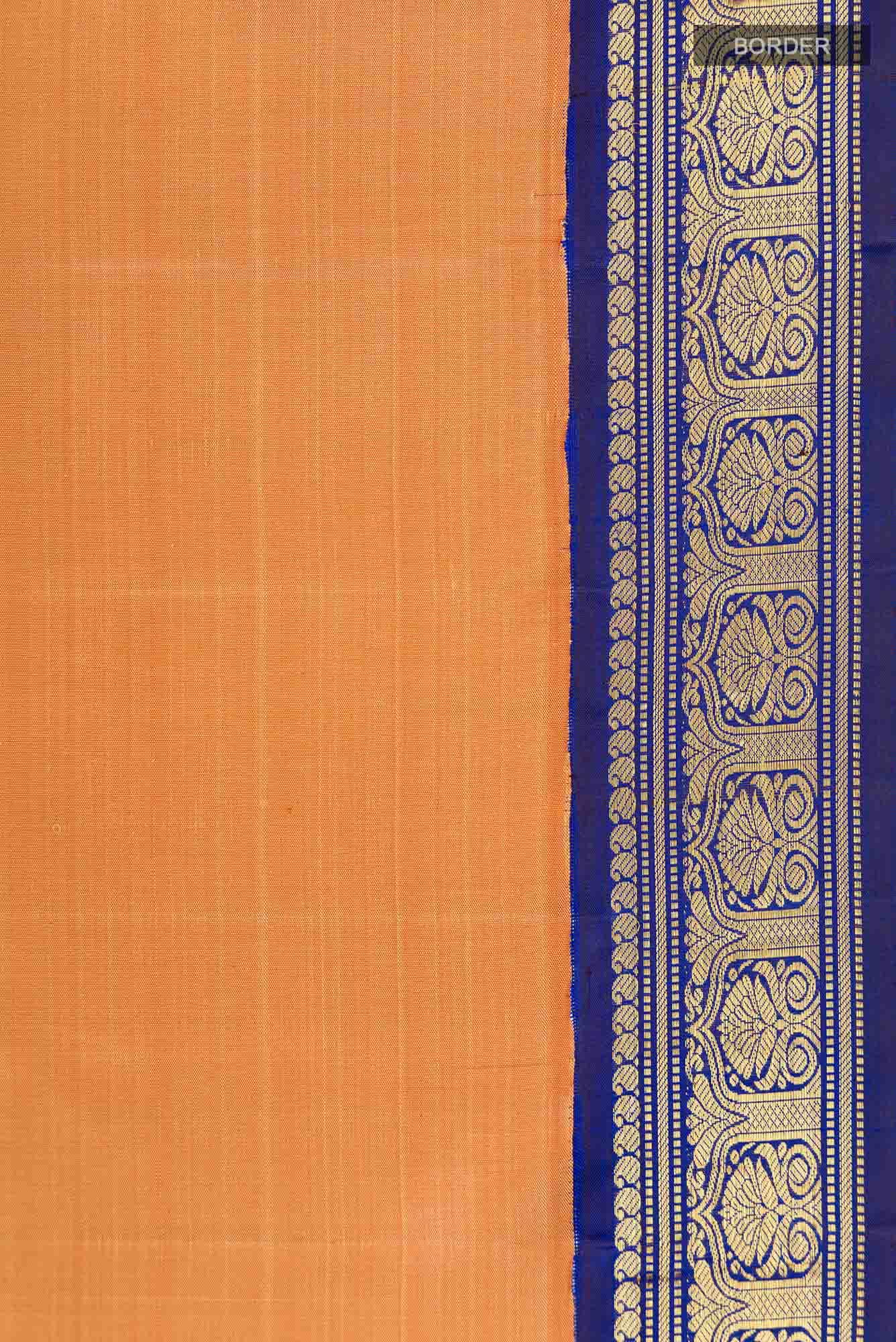 Pure Silk Pure Zari Orange Kanchipuram Saree
