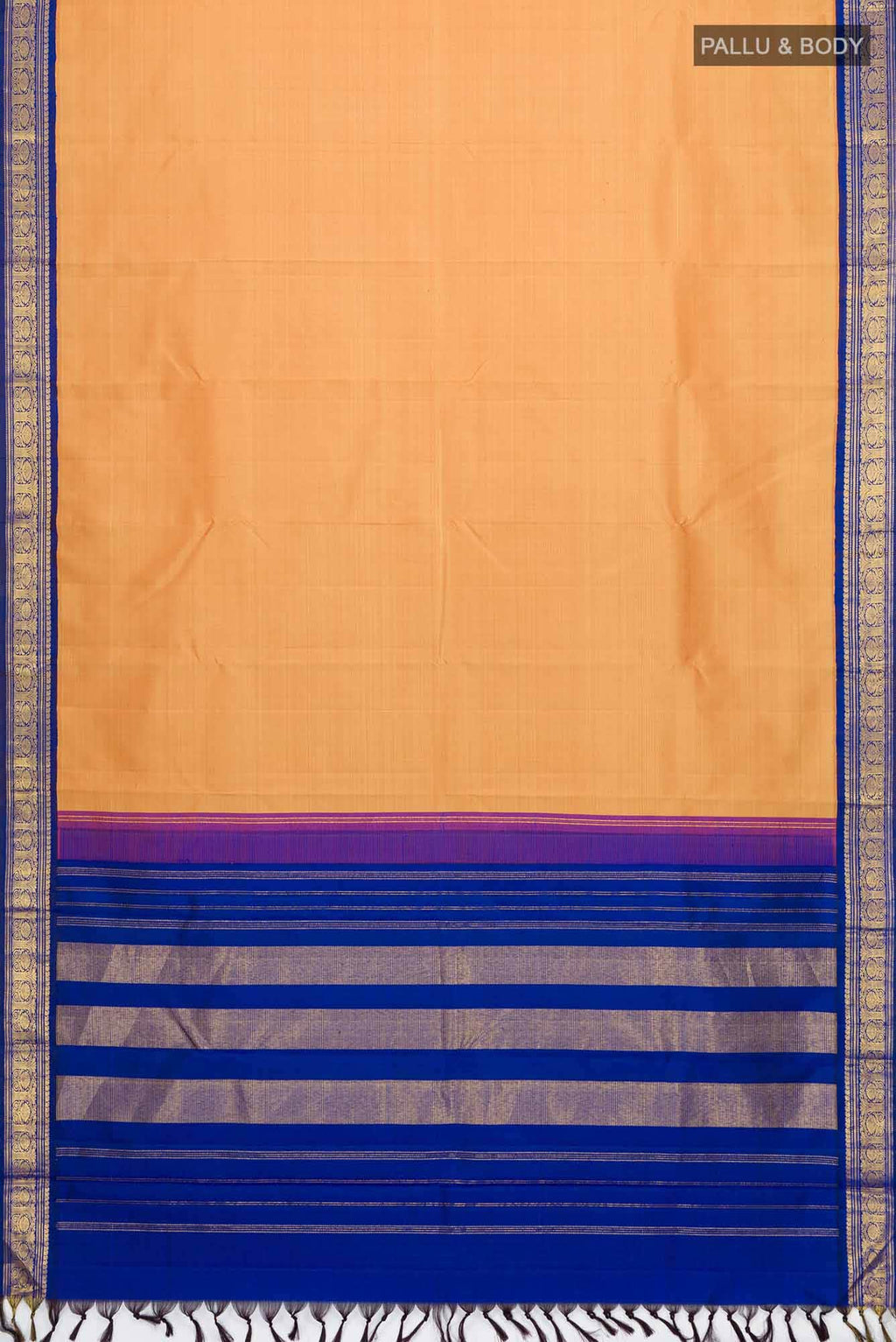 Pure Silk Pure Zari Orange Kanchipuram Saree