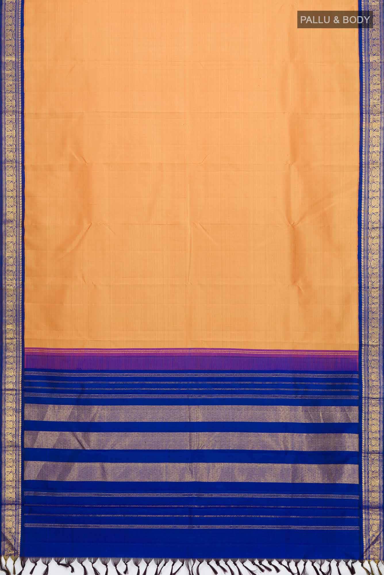 Pure Silk Pure Zari Orange Kanchipuram Saree