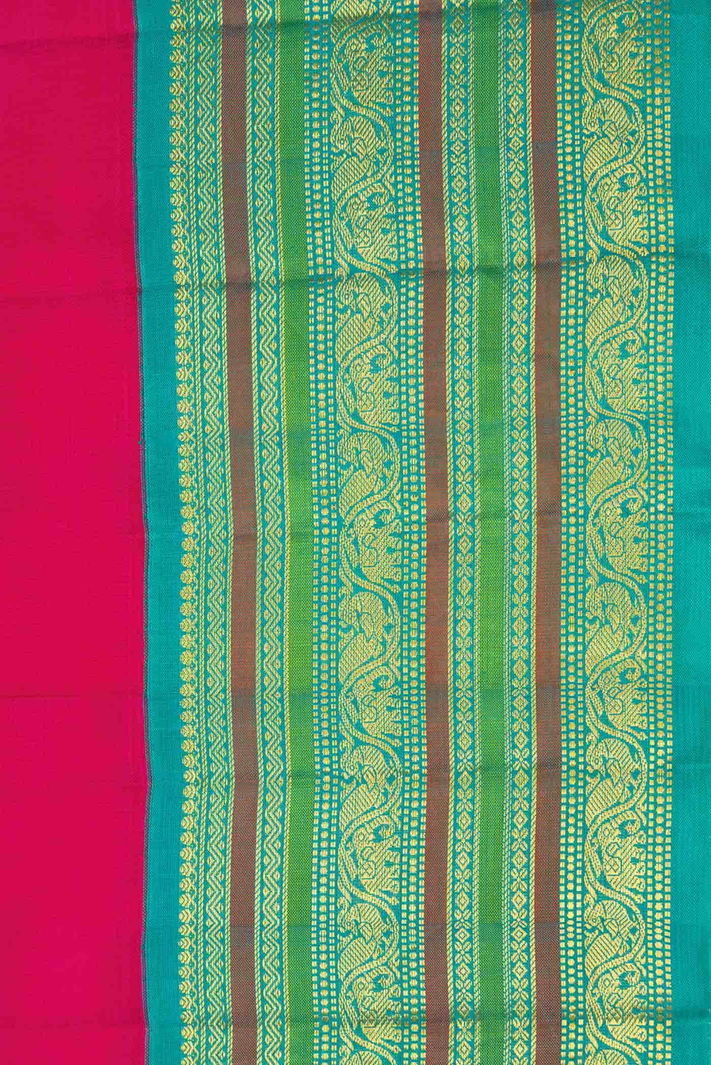 Pure Silk Pure Zari Pink Dual Tone Kanchipuram Saree