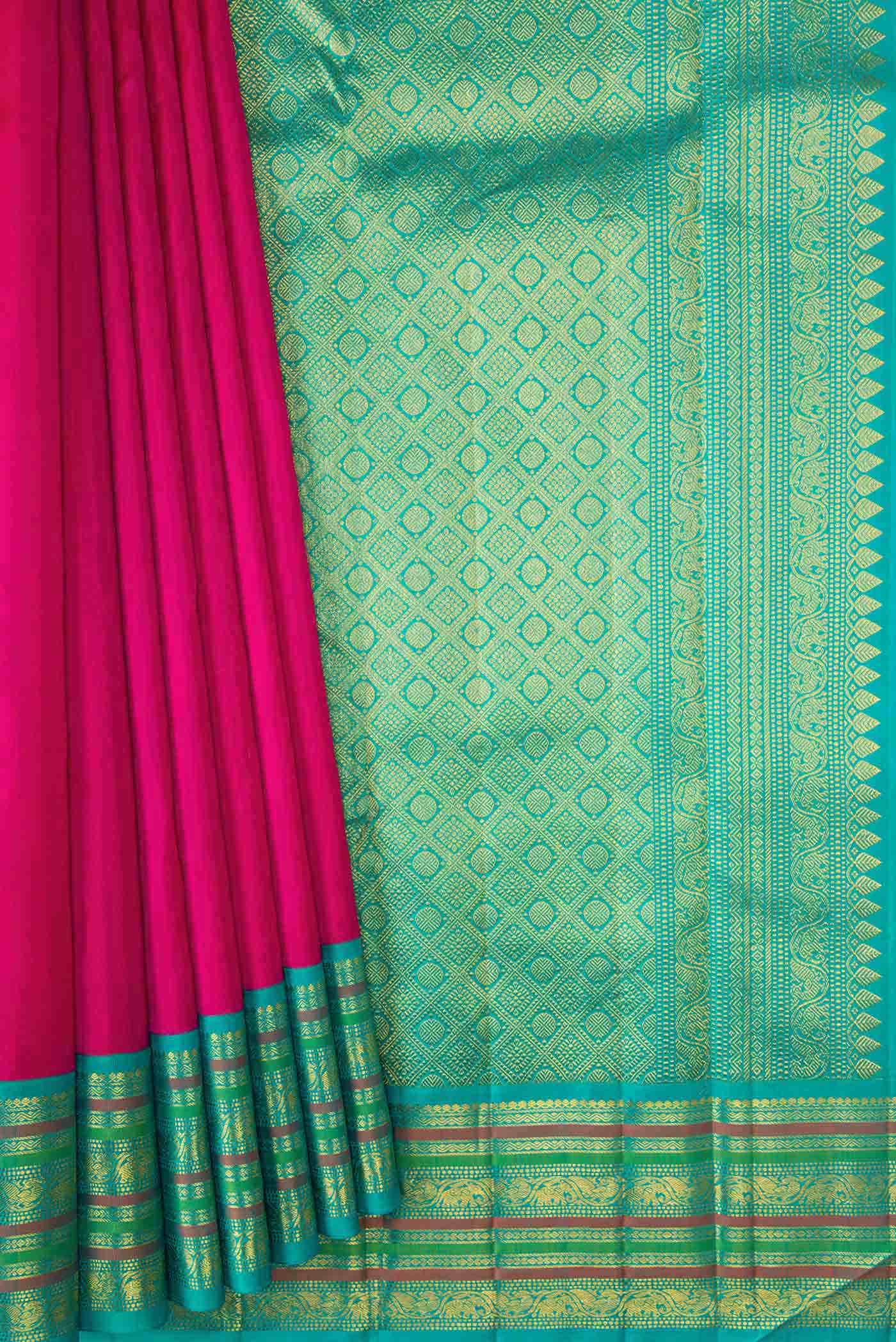 Pure Silk Pure Zari Pink Dual Tone Kanchipuram Saree