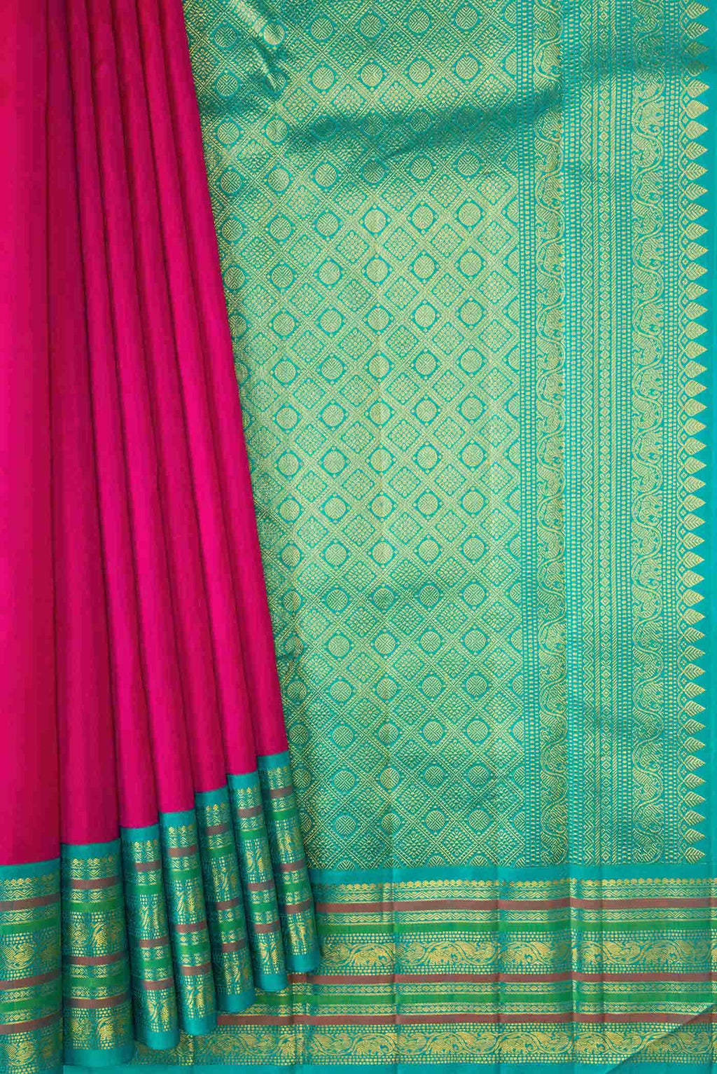 Pure Silk Pure Zari Pink Dual Tone Kanchipuram Saree
