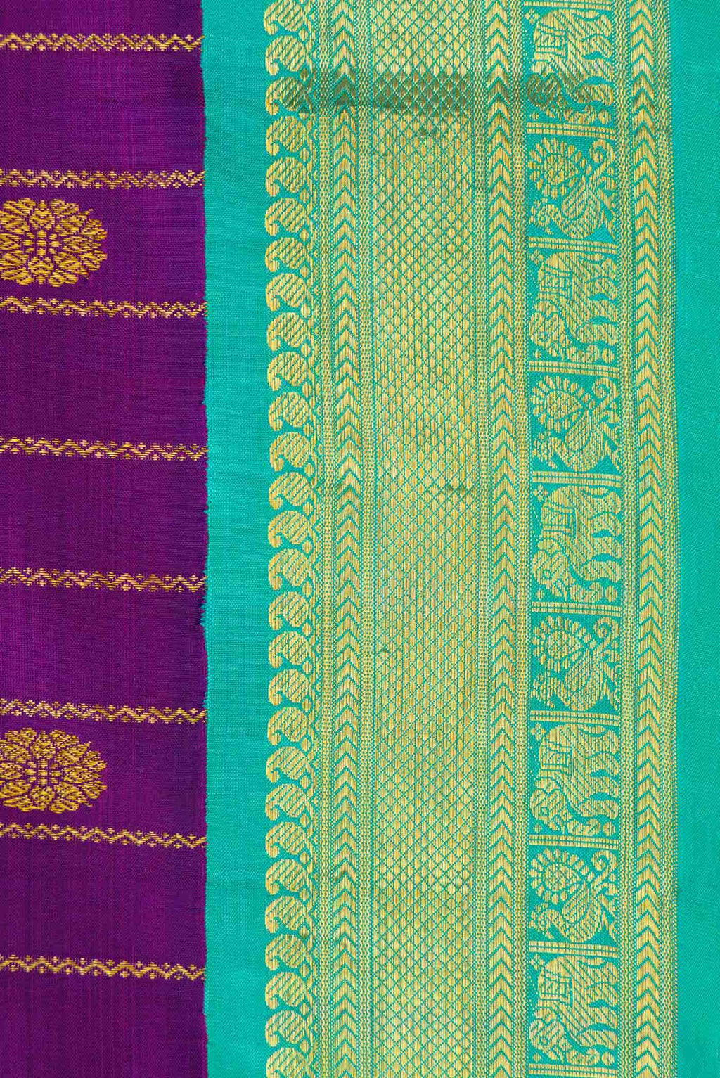 Pure Silk Pure Zari Purple Dual Tone Kanchipuram Saree