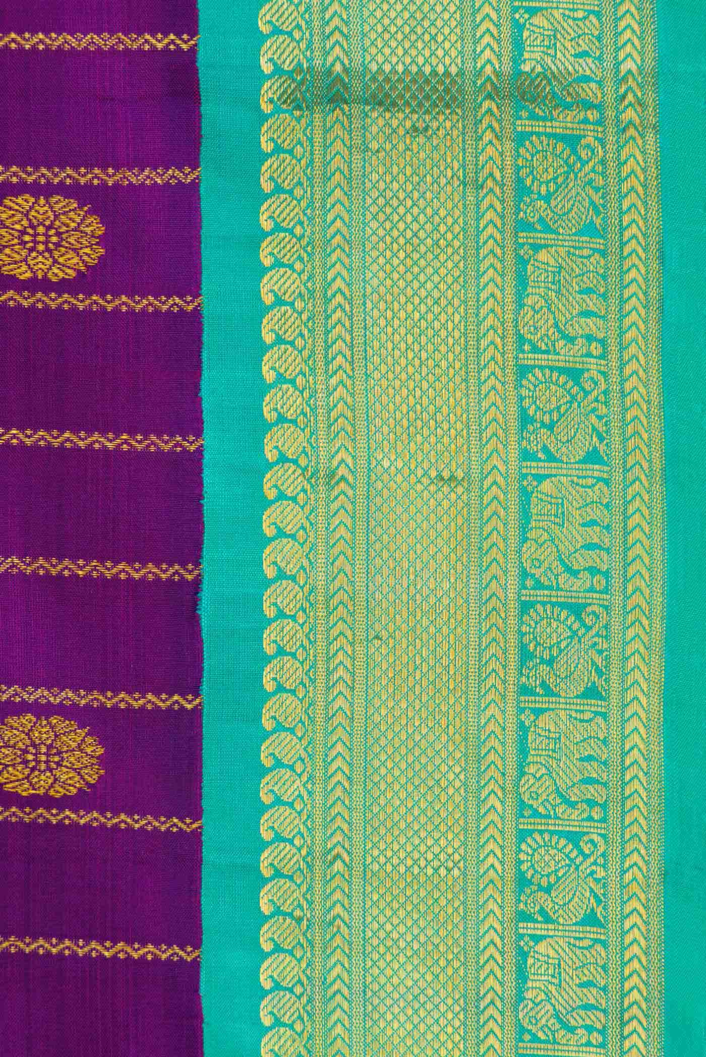 Pure Silk Pure Zari Purple Dual Tone Kanchipuram Saree