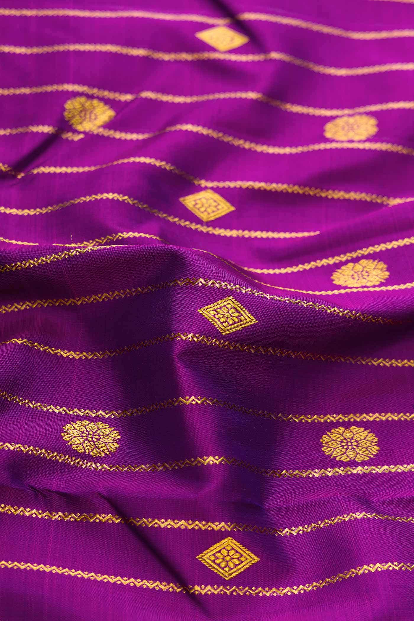 Pure Silk Pure Zari Purple Dual Tone Kanchipuram Saree