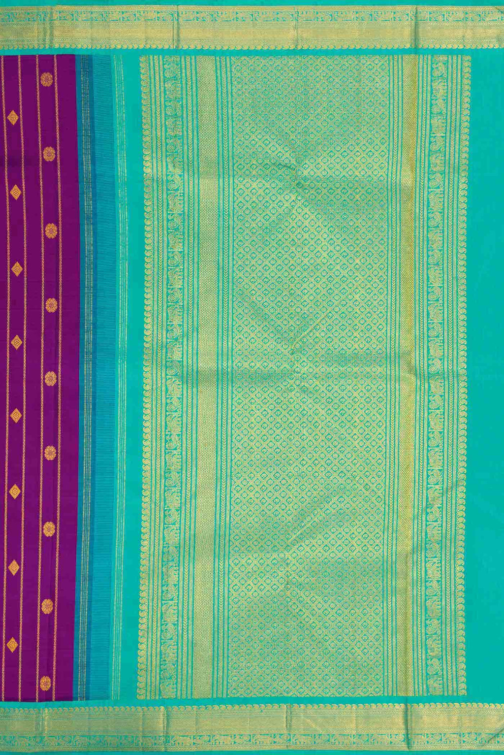 Pure Silk Pure Zari Purple Dual Tone Kanchipuram Saree