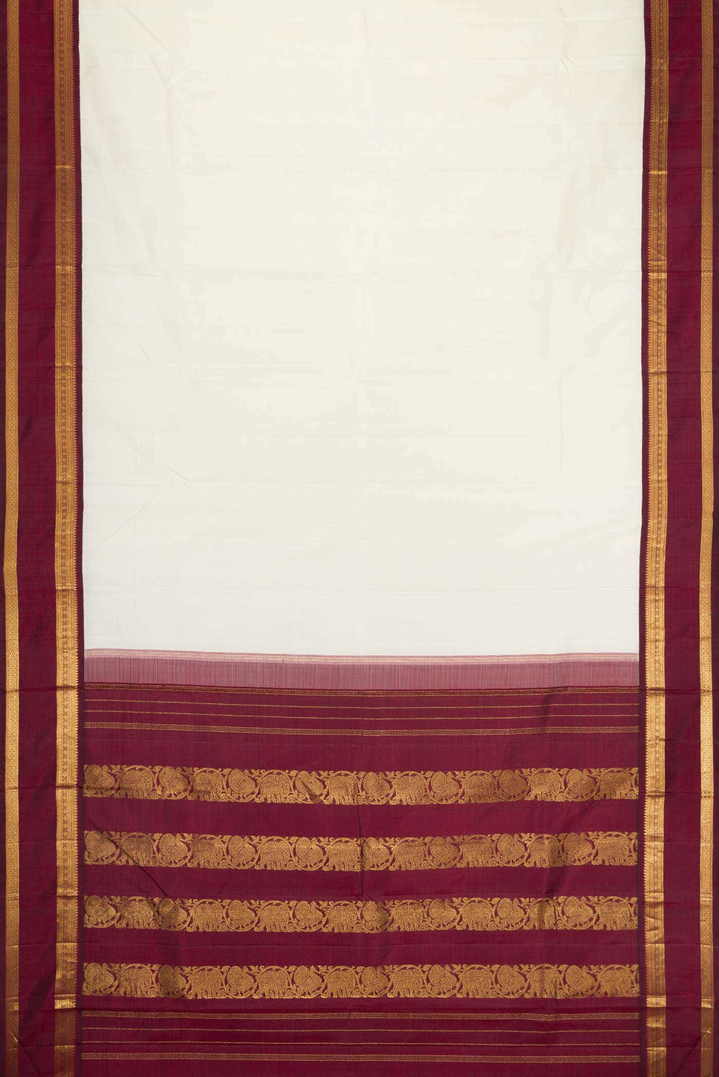 Pure Silk Pure Zari Off White Kanchipuram Saree