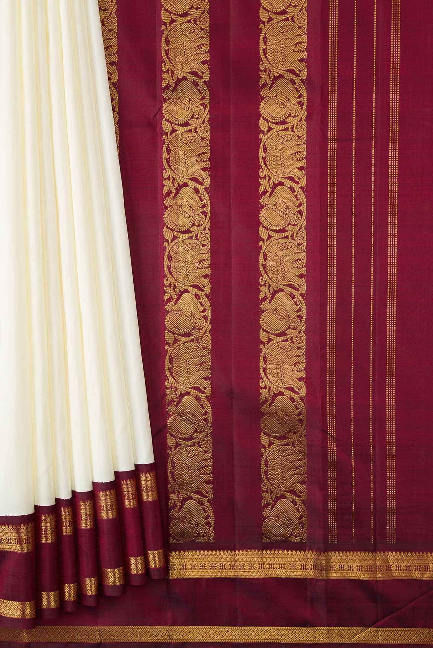 Pure Silk Pure Zari Off White Kanchipuram Saree