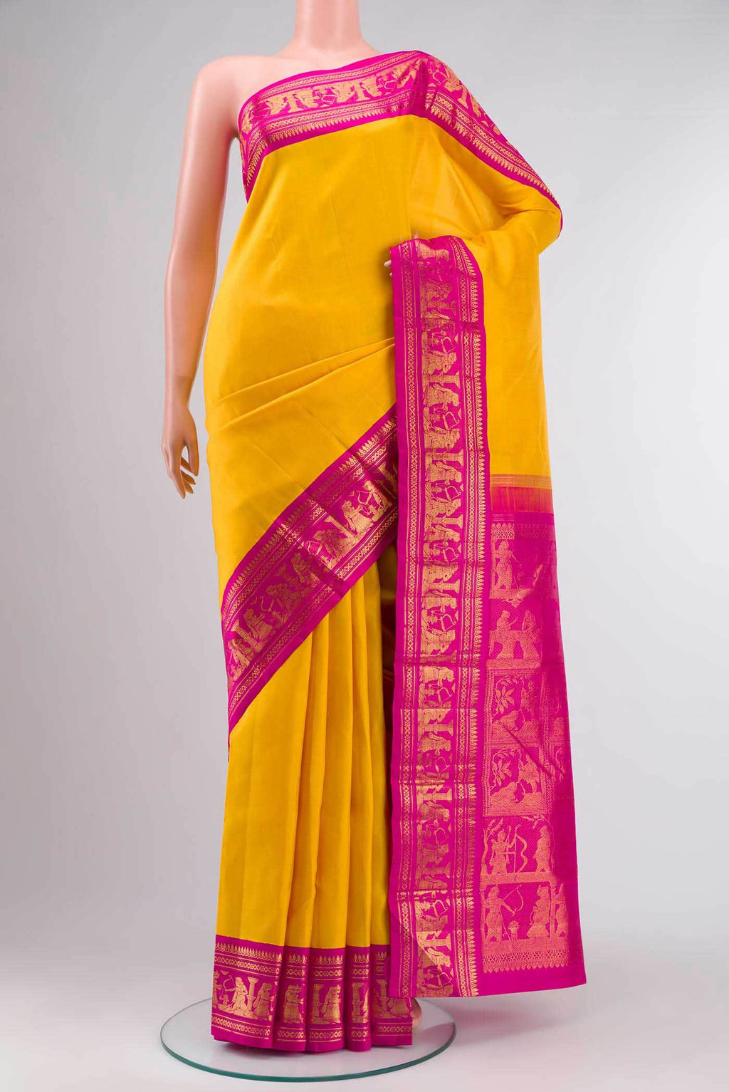 Yellow Kanchipuram Silk Saree