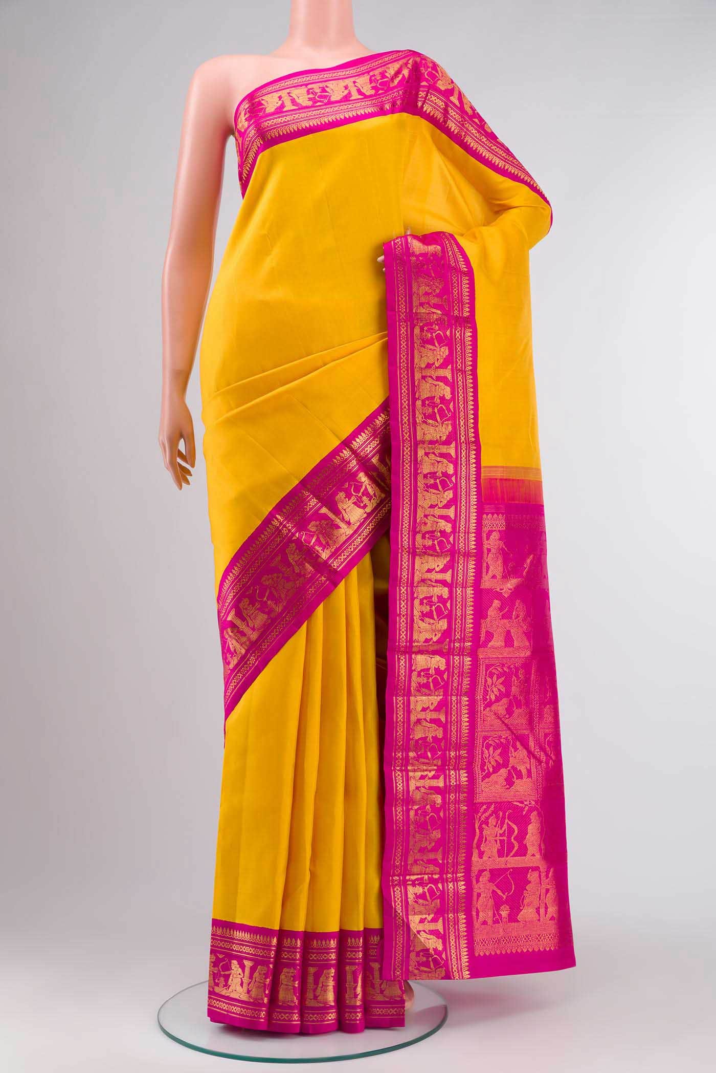 Yellow Kanchipuram Silk Saree