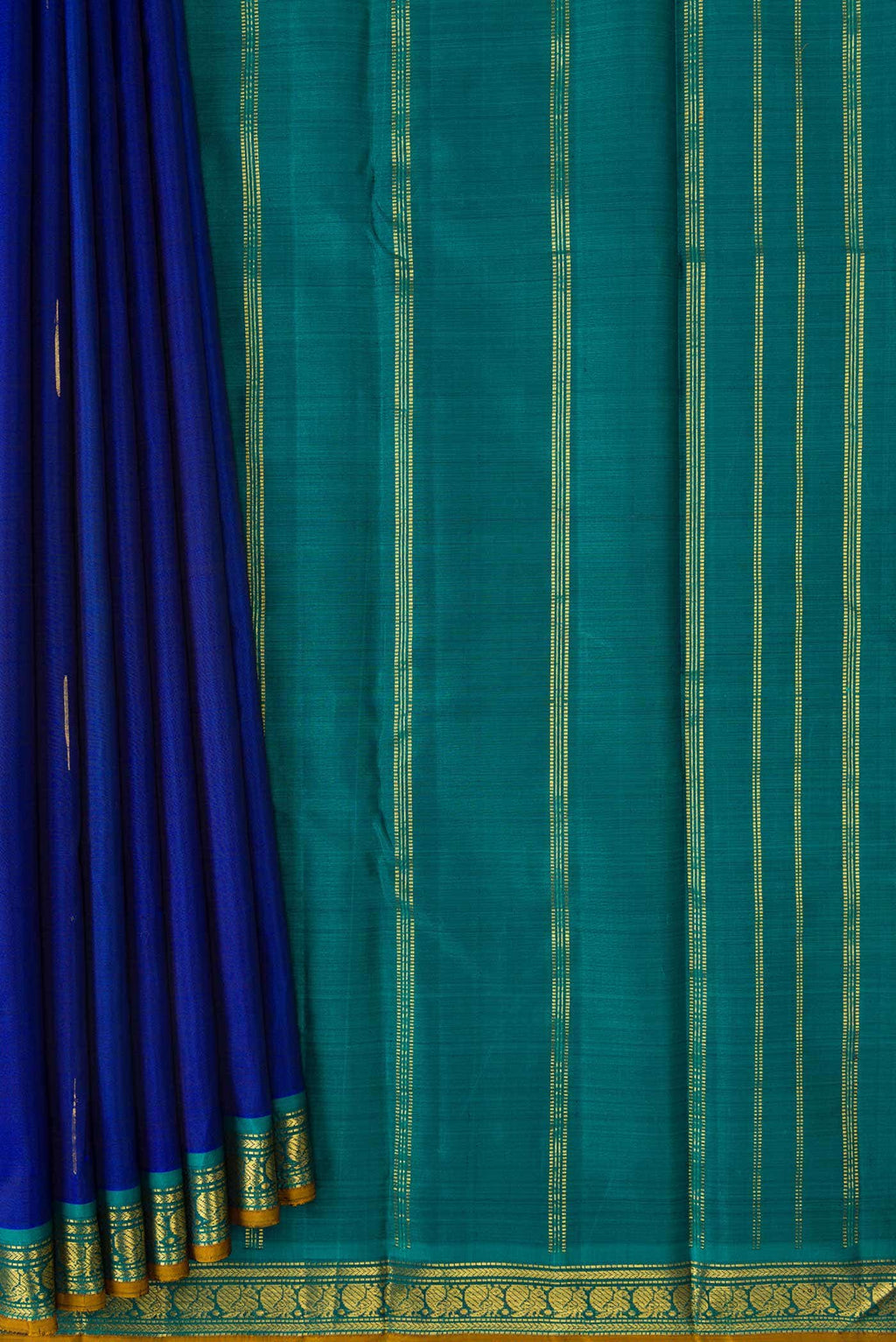 Pure Silk Pure Zari Navy Blue Dual Tone Kanchipuram Saree