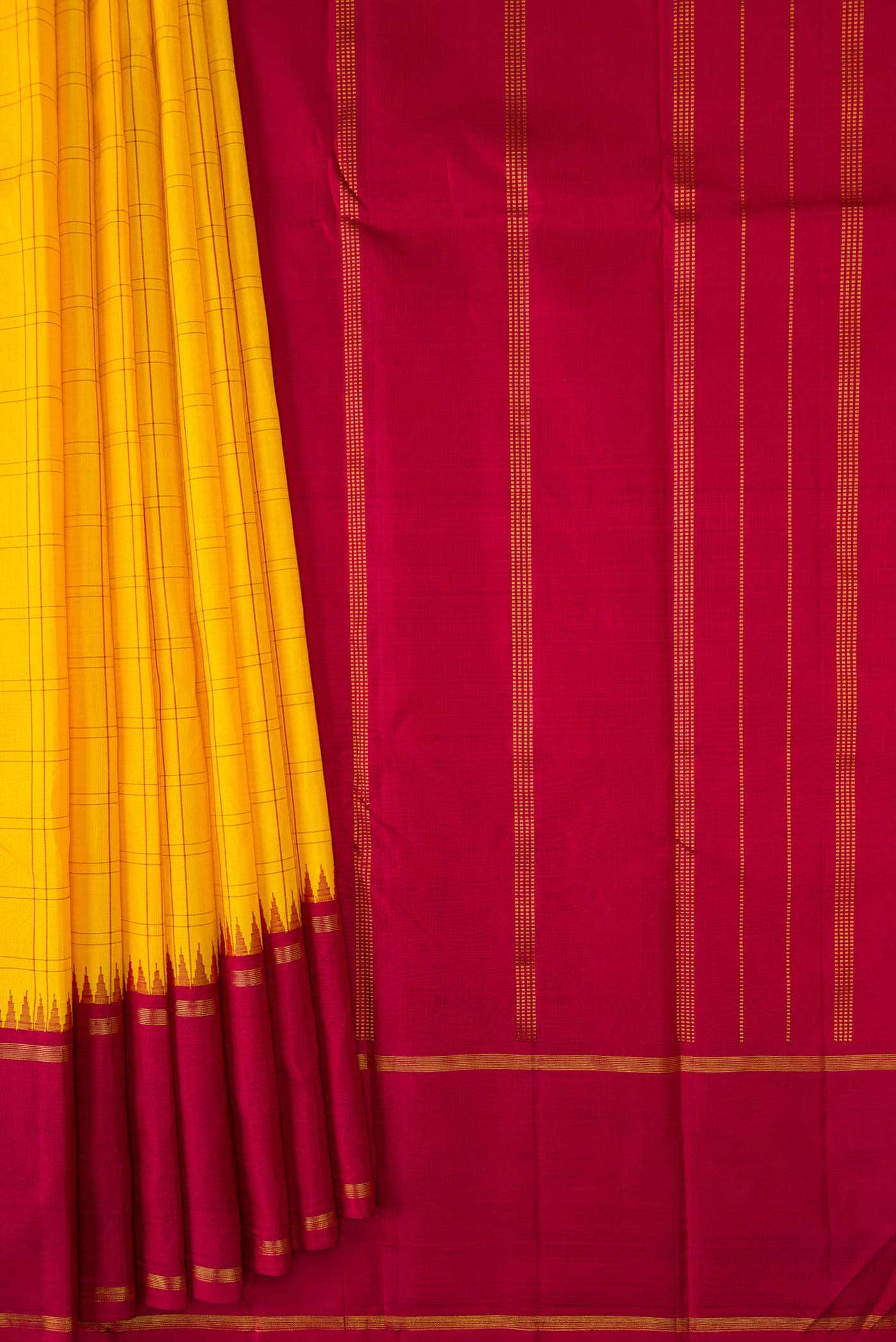 Pure Silk Pure Zari Rose Gold Dual Tone Kanchipuram Saree