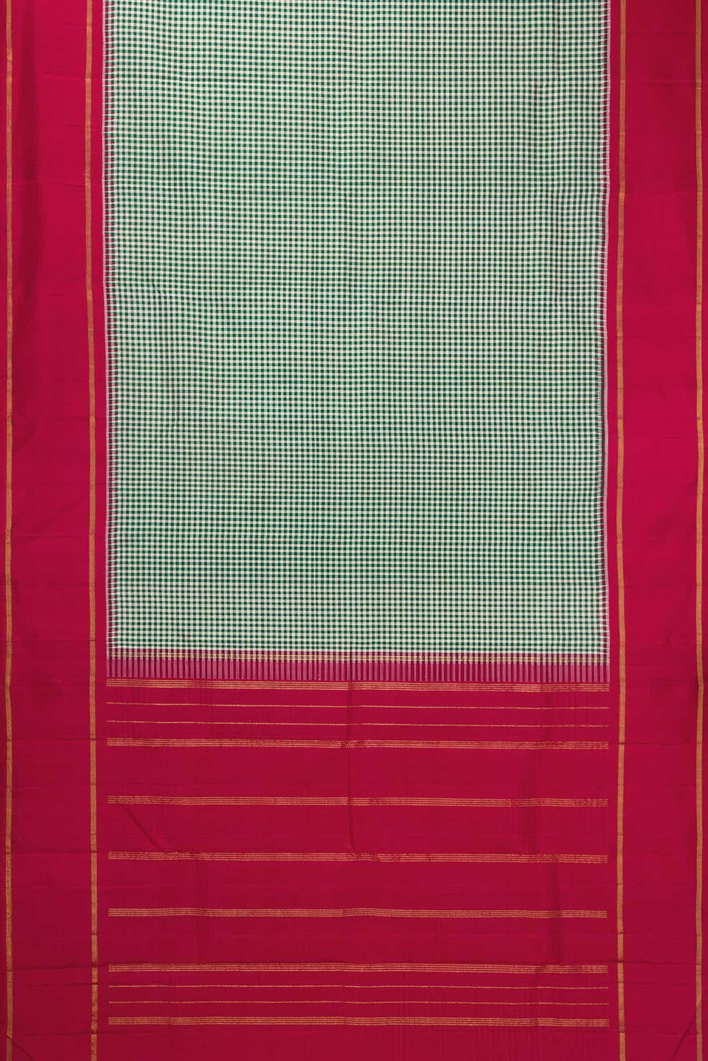 Pure Silk Pure Zari Off White and Green Dual Tone Kanchipuram Saree