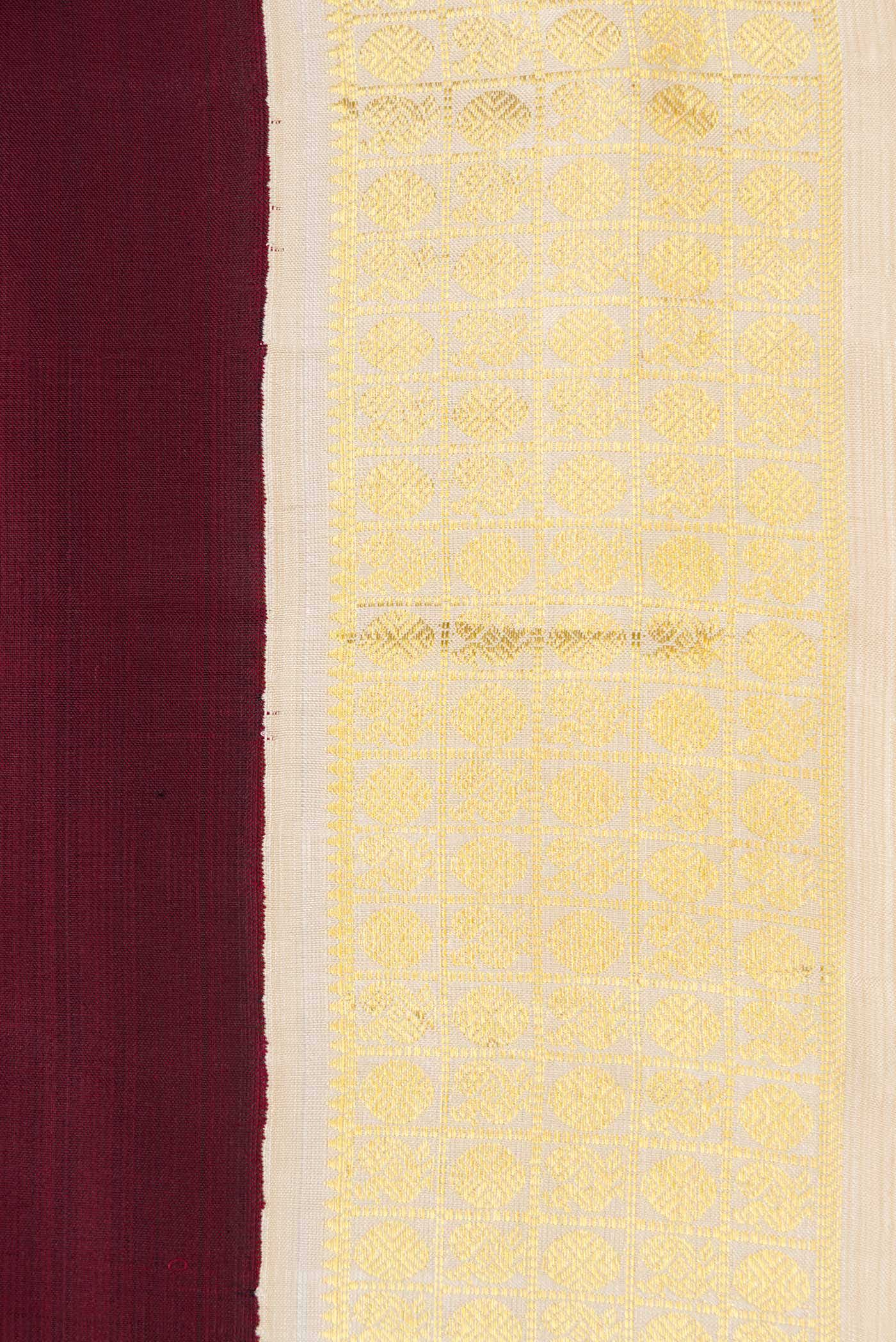 Pure Silk Pure Zari Maroon Dual Tone Kanchipuram Saree