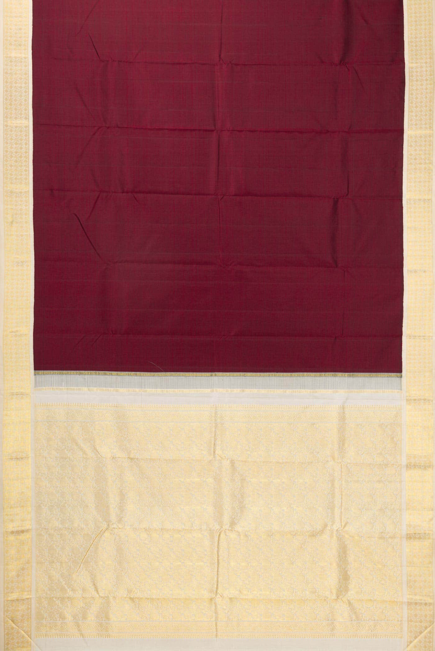 Pure Silk Pure Zari Maroon Dual Tone Kanchipuram Saree