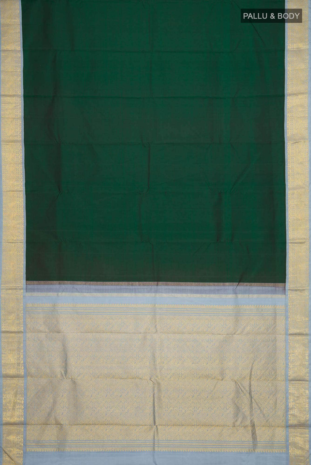 Pure Silk Pure Zari Bottle Green Kanchipuram Saree