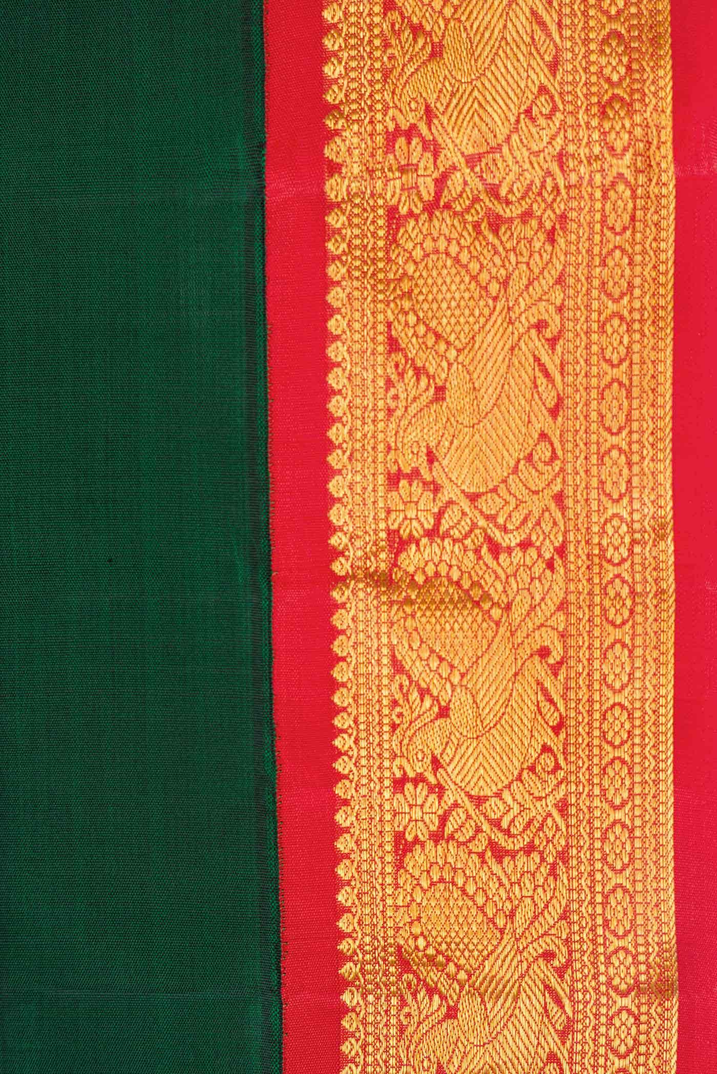 Pure Silk Pure Zari Green Dual Tone Kanchipuram Saree